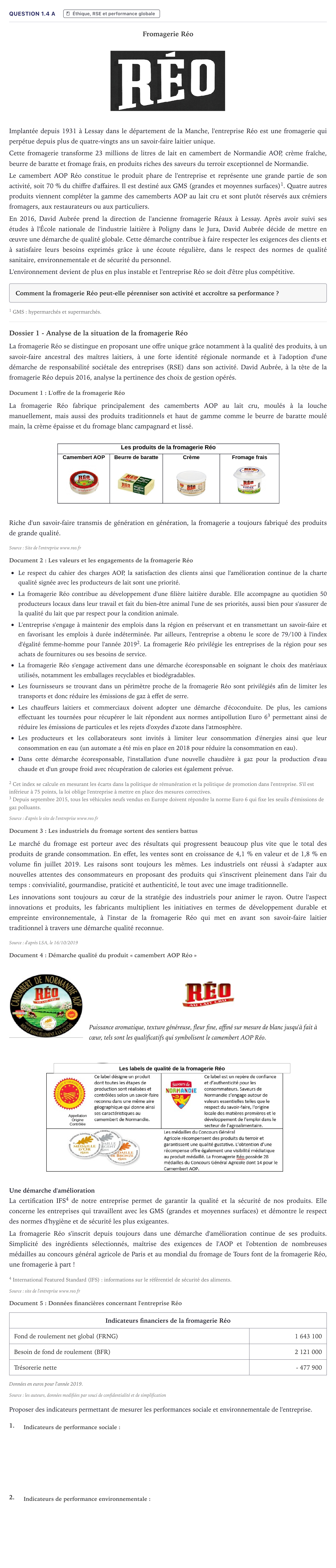 Énoncé: Question 1.4 a · Bac STMG Management des Sciences de Gestion et du Numérique Métropole 2021