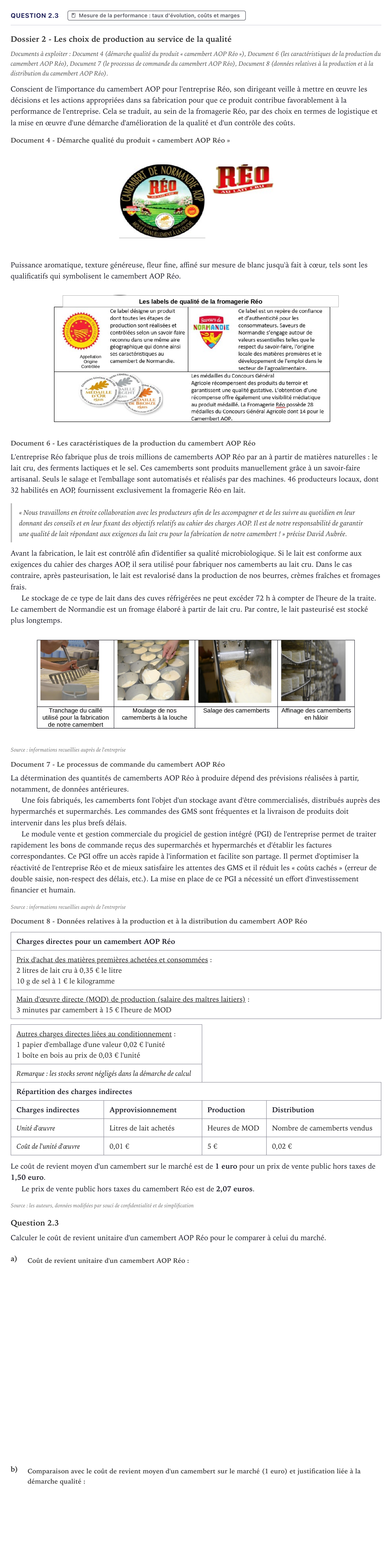 Énoncé: Question 2.3 · Bac STMG Management des Sciences de Gestion et du Numérique Métropole 2021