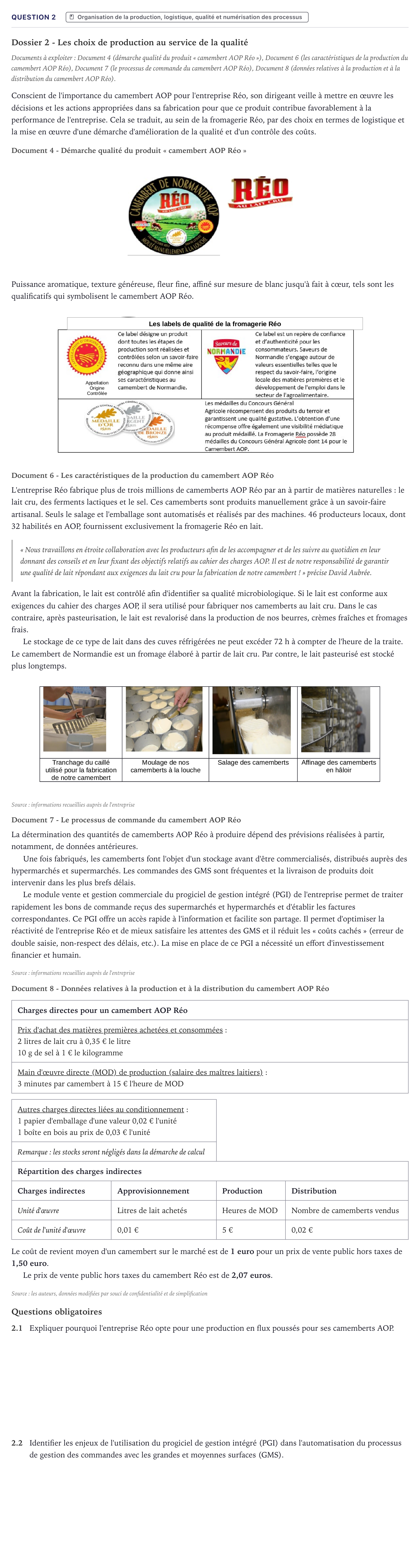 Énoncé: Question 2 · Bac STMG Management des Sciences de Gestion et du Numérique Métropole 2021