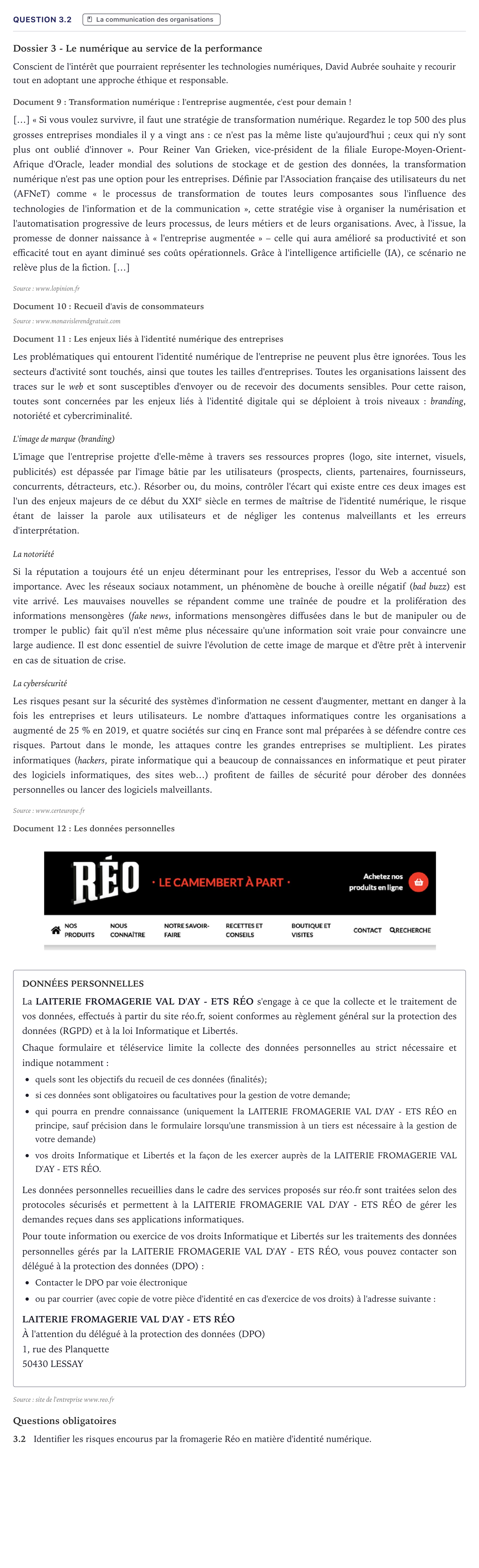 Énoncé: Question 3.2 · Bac STMG Management des Sciences de Gestion et du Numérique Métropole 2021