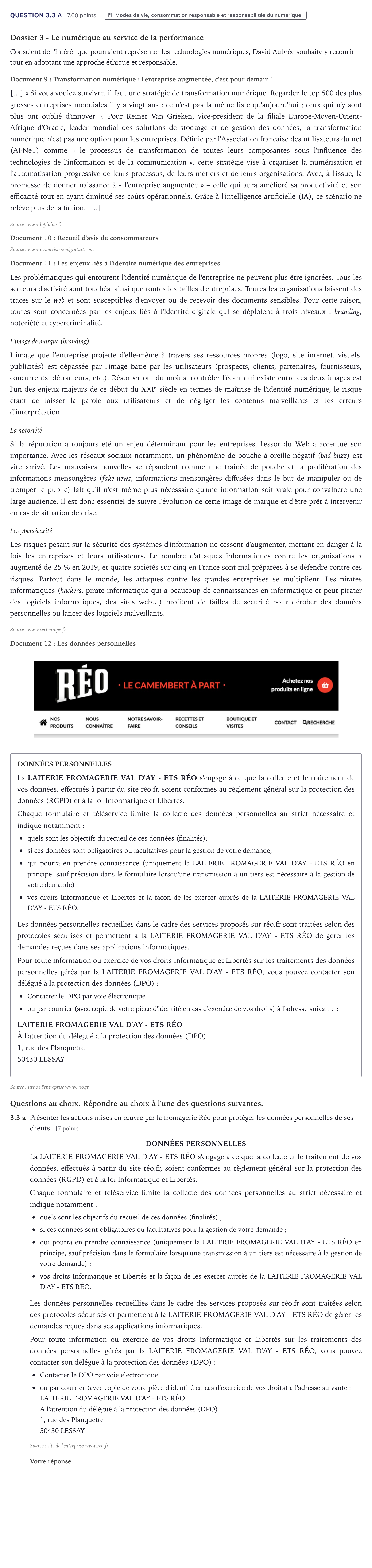 Énoncé: Question 3.3 a · Bac STMG Management des Sciences de Gestion et du Numérique Métropole 2021