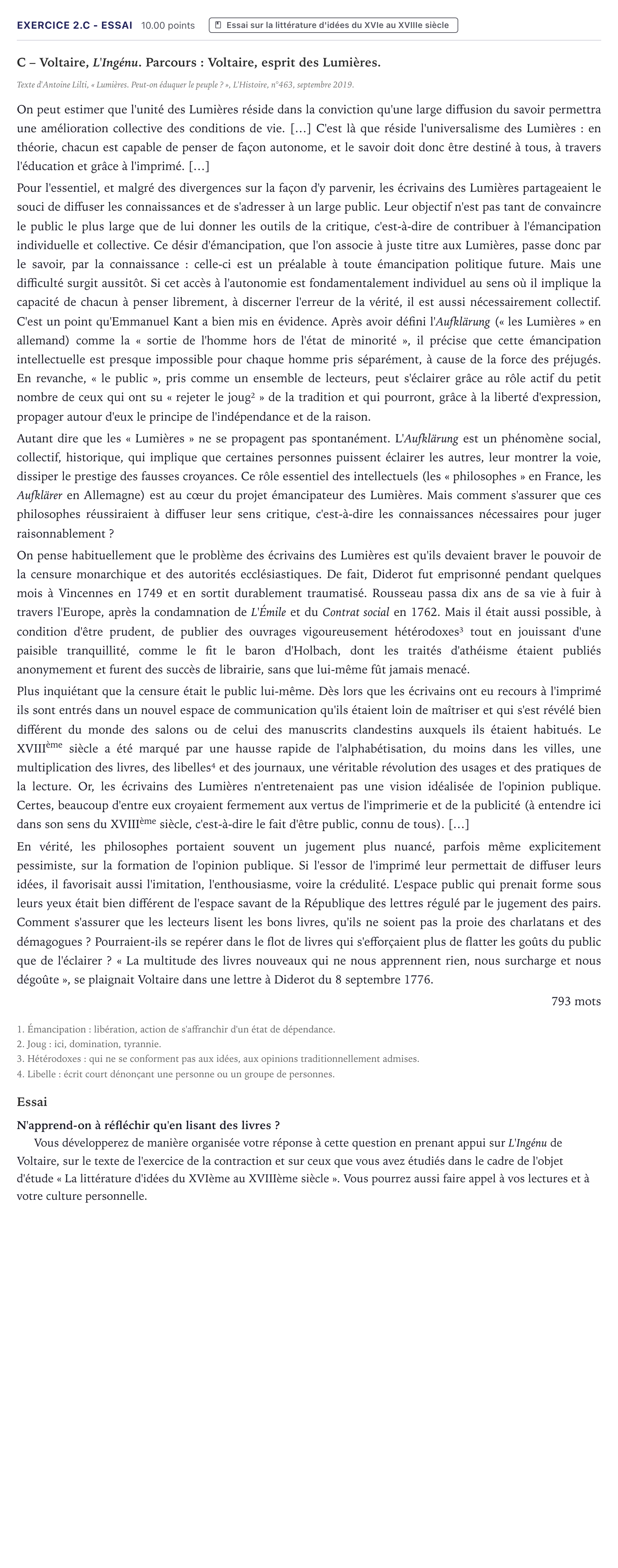 Énoncé: Exercice 2.C - Essai · Bac STMG Français Métropole 2021 (sujet 1)