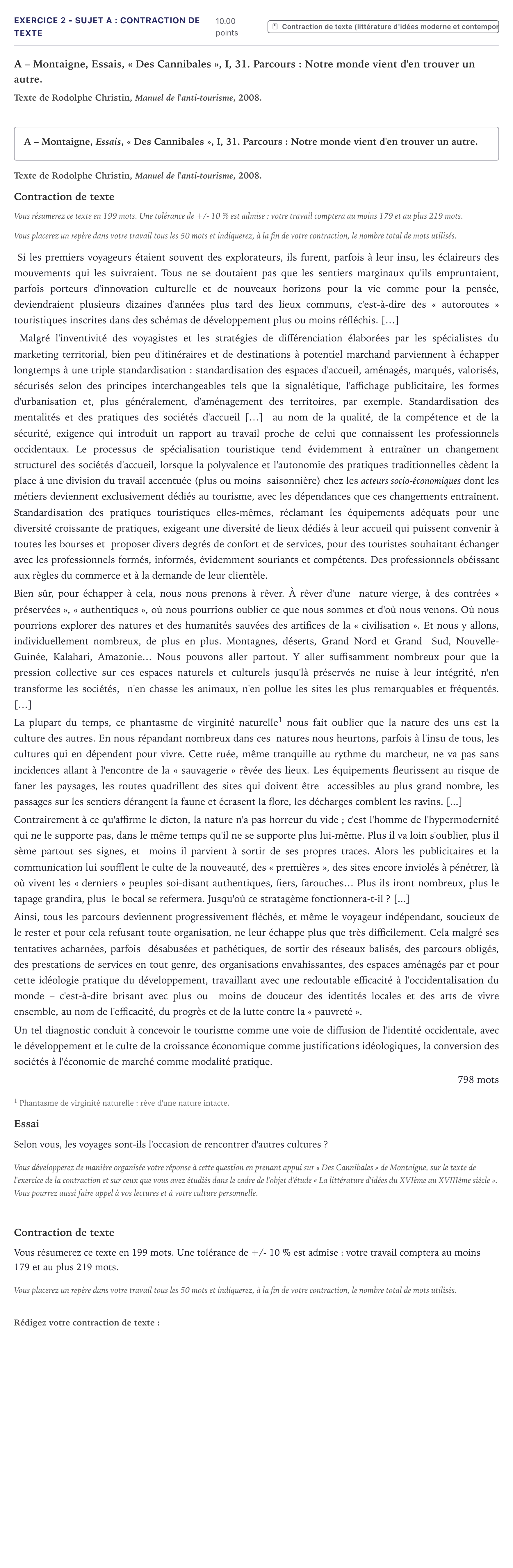 Énoncé: Exercice 2 - Sujet A : Contraction de texte · Bac STMG Français Métropole 2021 (sujet 2)