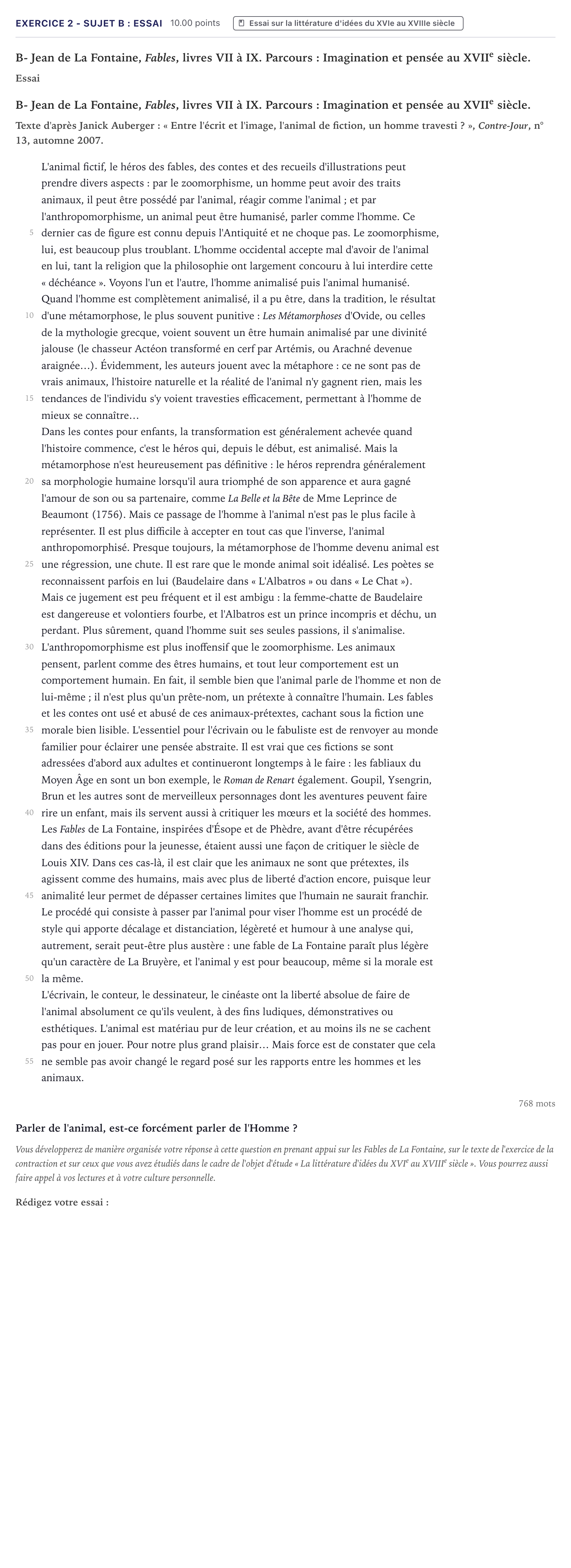 Énoncé: Exercice 2 - Sujet B : Essai · Bac STMG Français Métropole 2021 (sujet 2)