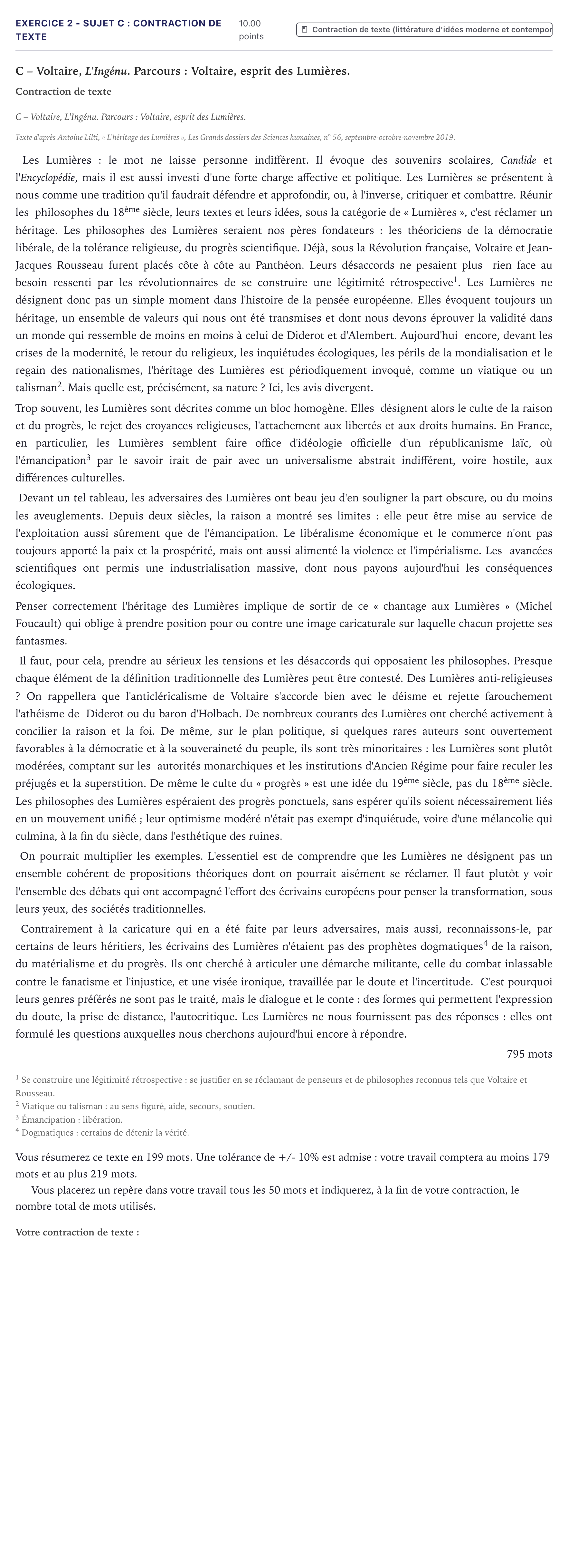 Énoncé: Exercice 2 - Sujet C : Contraction de texte · Bac STMG Français Métropole 2021 (sujet 2)