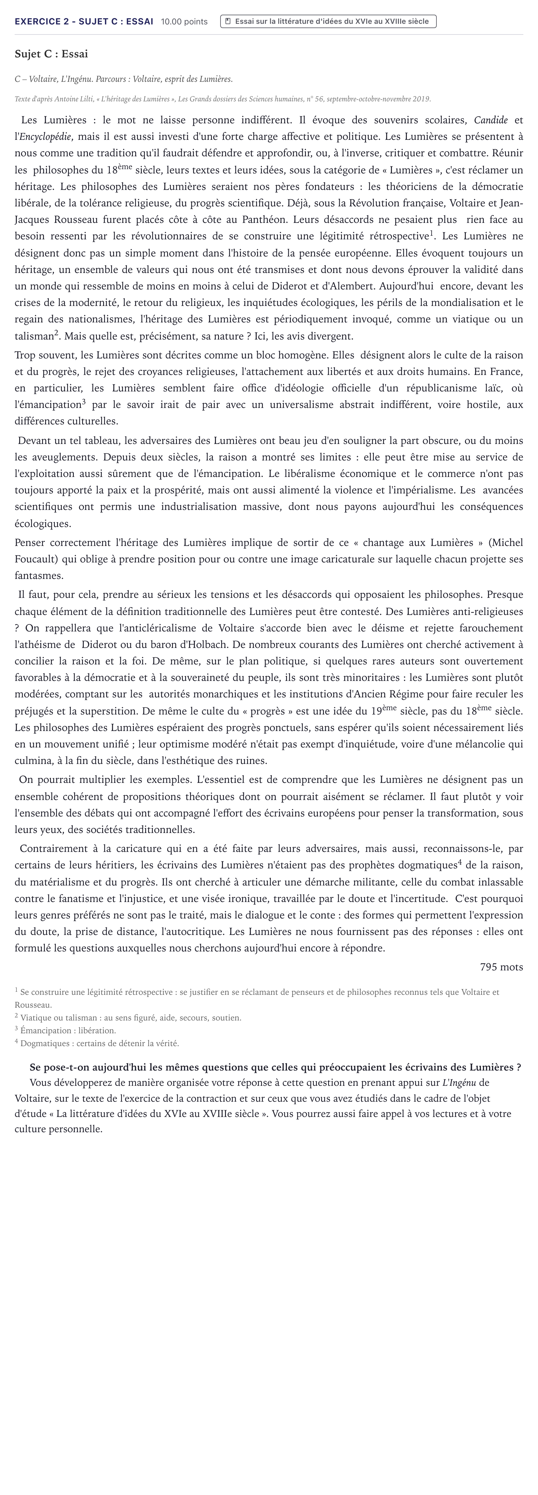 Énoncé: Exercice 2 - Sujet C : Essai · Bac STMG Français Métropole 2021 (sujet 2)