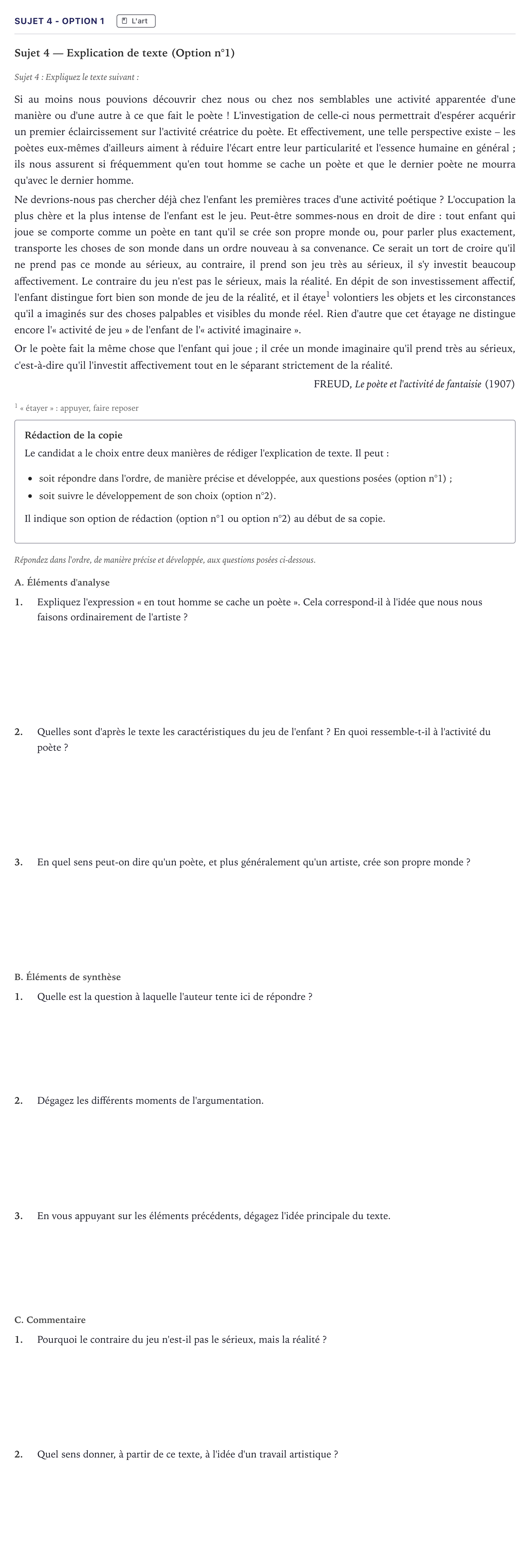 Énoncé: Sujet 4 - Option 1 · Bac STMG Philosophie Métropole 2021