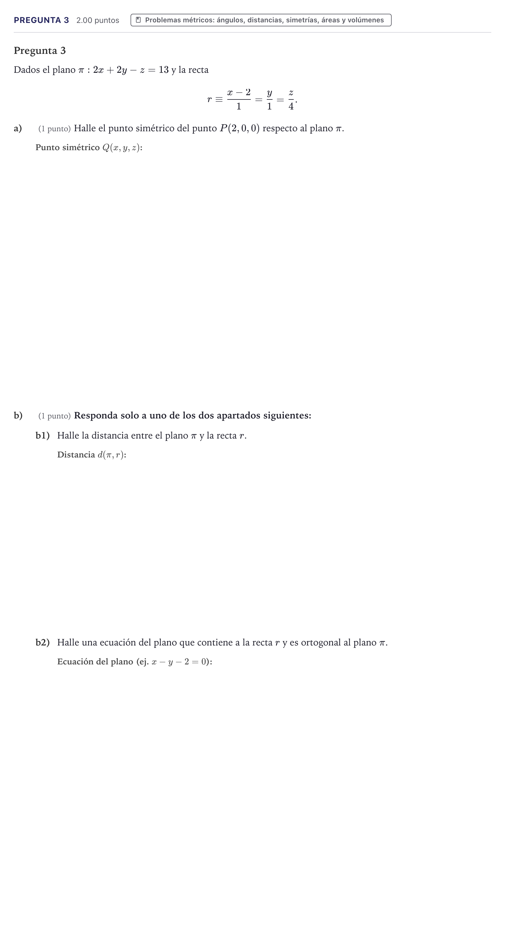 Enunciado: Pregunta 3 · Matemáticas II PAU Madrid Ordinaria 2026