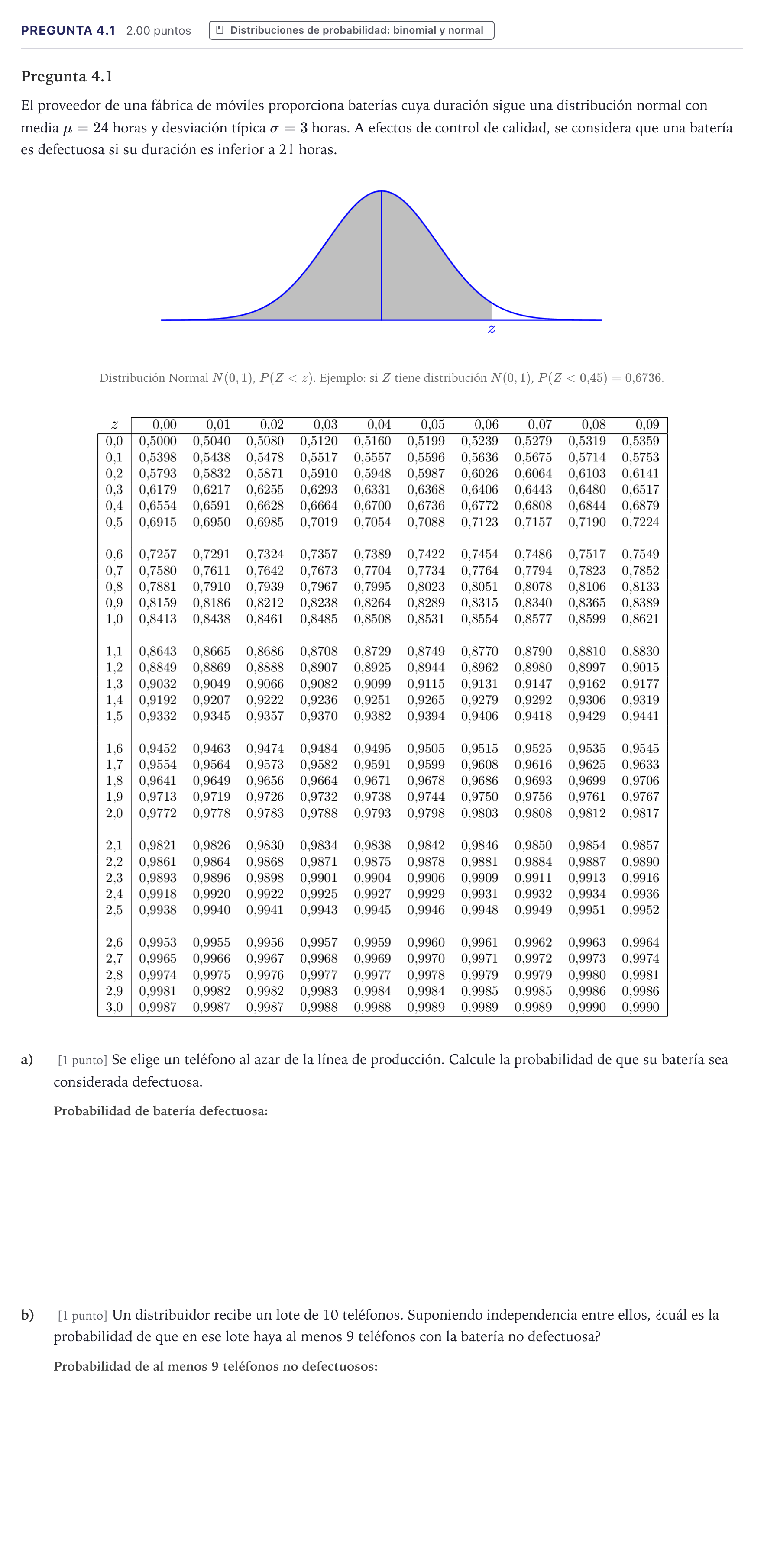Enunciado: Pregunta 4.1 · Matemáticas II PAU Madrid Ordinaria 2026