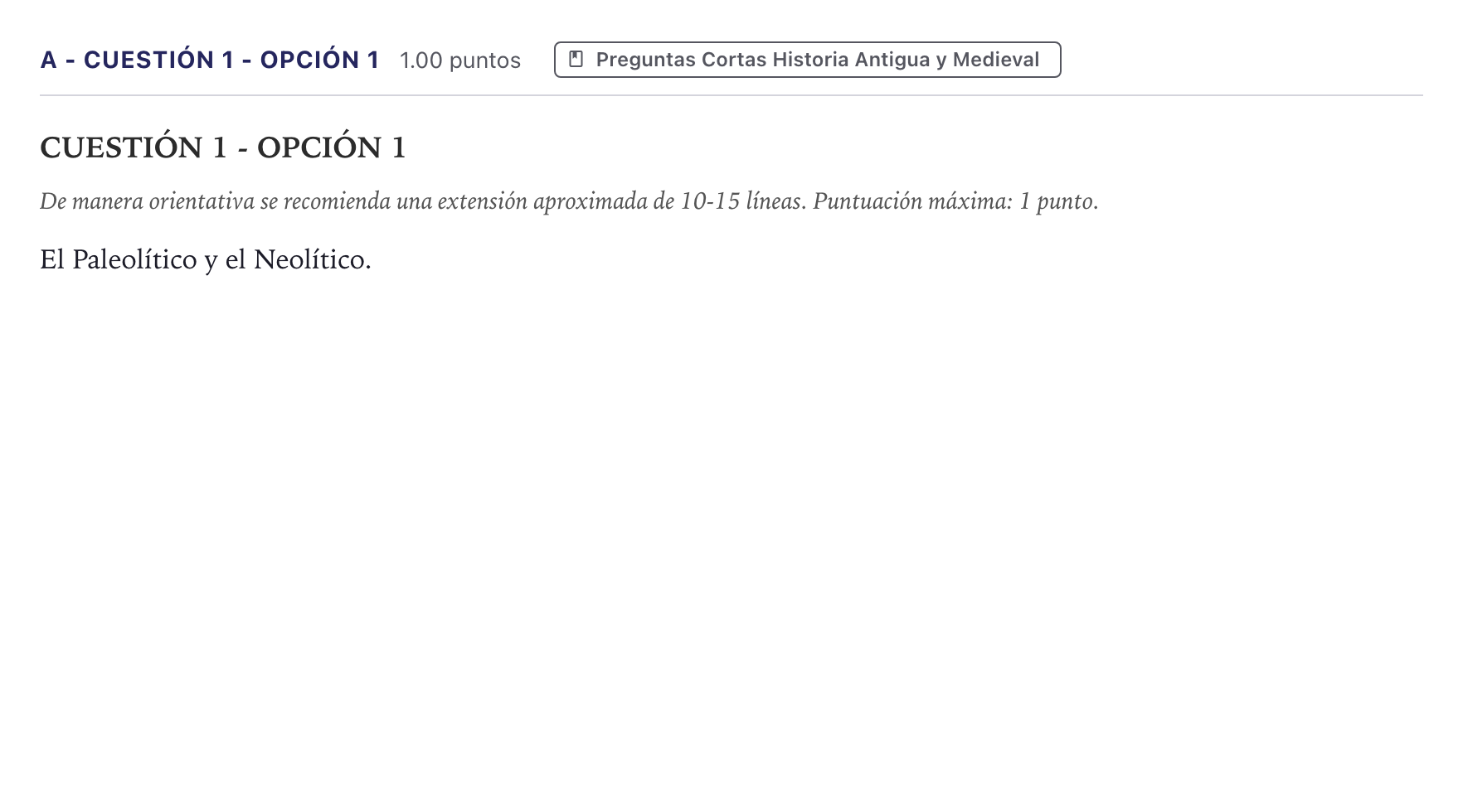 Enunciado: Ejercicio A - Cuestión 1 - Opción 1 · Historia de España PAU Madrid Ordinaria 2026