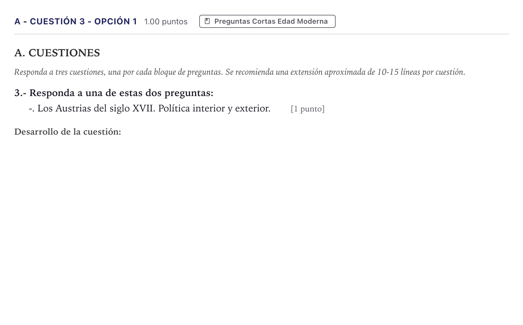 Enunciado: Ejercicio A - Cuestión 3 - Opción 1 · Historia de España PAU Madrid Ordinaria 2026