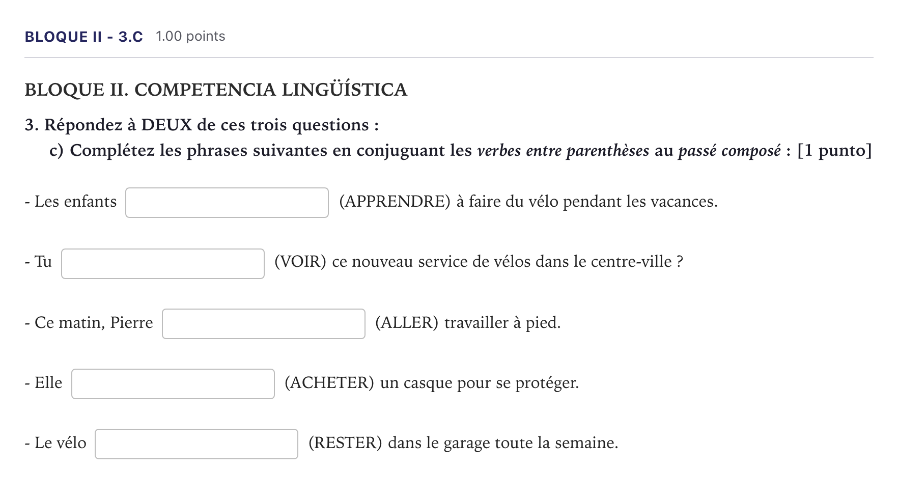 Enunciado: Bloque II - 3.c · Francés PAU Madrid Ordinaria 9:30 2026
