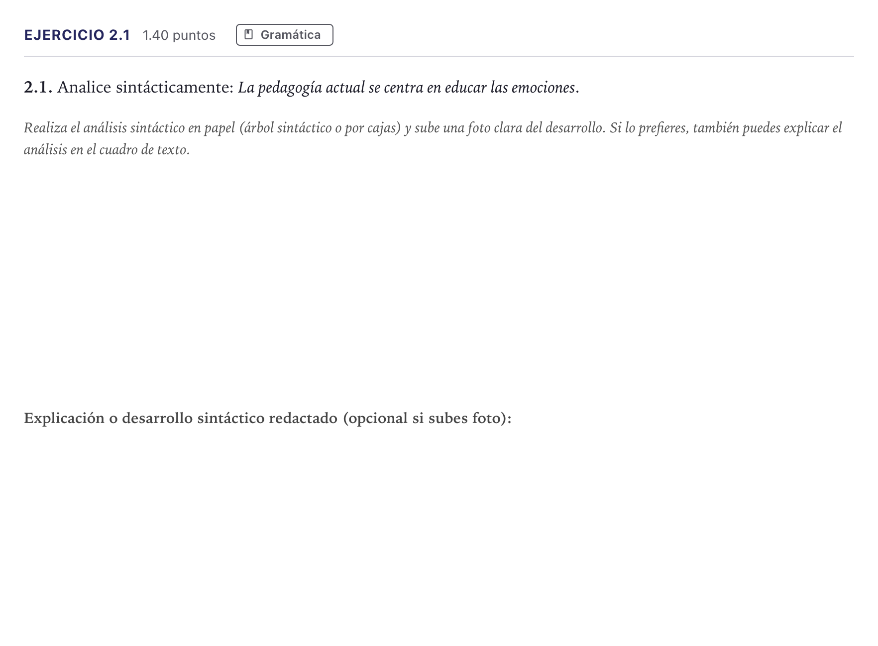 Enunciado: Ejercicio 2.1 · Lengua Castellana y Literatura II PAU Madrid Ordinaria 12:00 2026