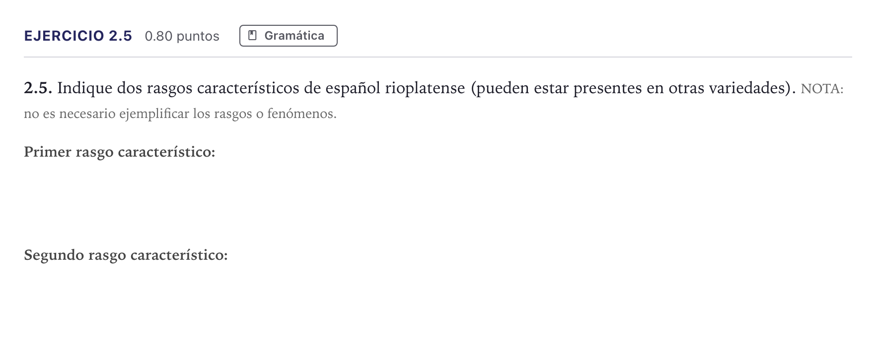 Enunciado: Ejercicio 2.5 · Lengua Castellana y Literatura II PAU Madrid Ordinaria 12:00 2026