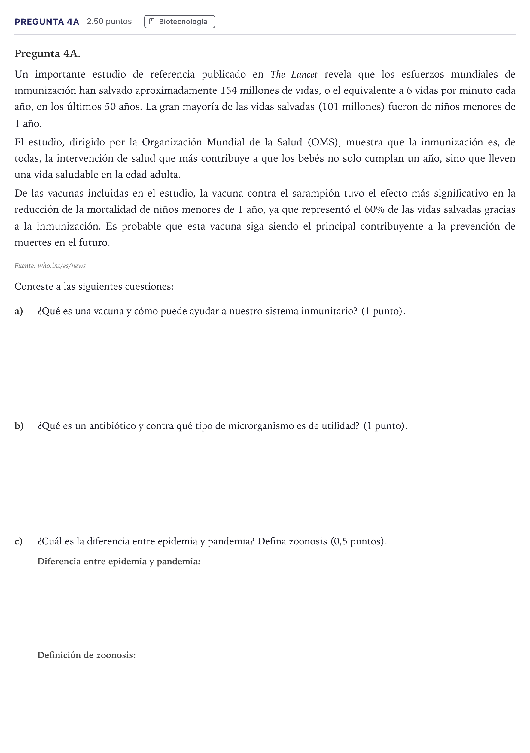 Enunciado: Pregunta 4A · Ciencias Generales PAU Madrid Ordinaria Coincidencias 2026