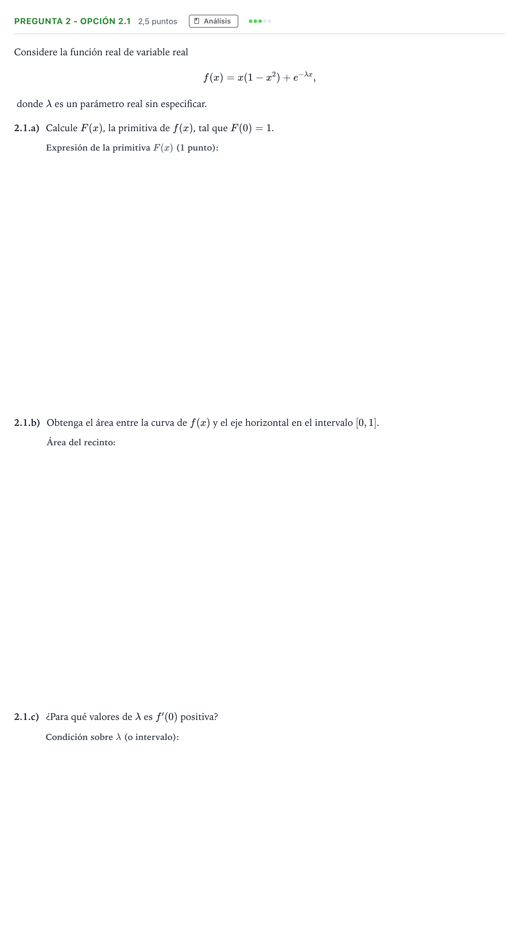 Enunciado: Pregunta 2 - Opción 2.1 · Matemáticas aplicadas a las Ciencias Sociales II PAU Madrid Ordinaria 2026