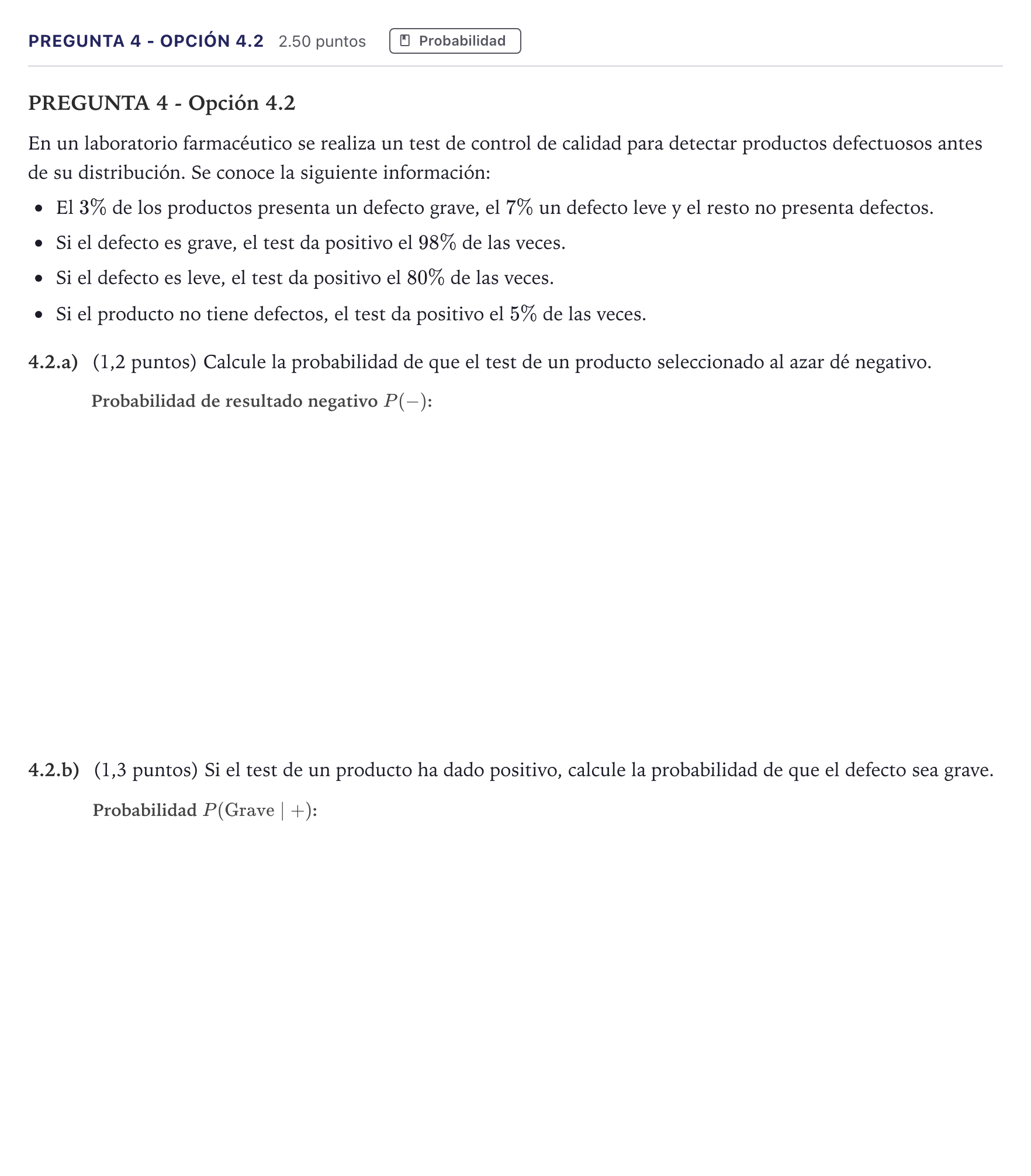 Enunciado: Pregunta 4 - Opción 4.2 · Matemáticas aplicadas a las Ciencias Sociales II PAU Madrid Ordinaria 2026