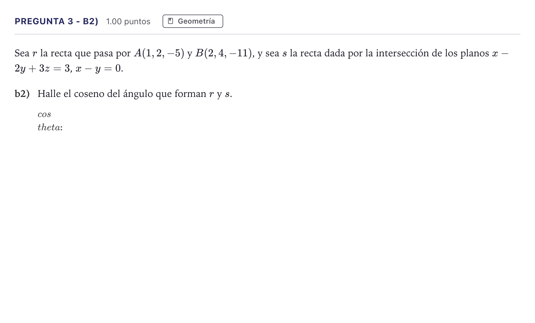 Enunciado: Pregunta 3 - b2) · Matemáticas II PAU Madrid Ordinaria Coincidencias 2026