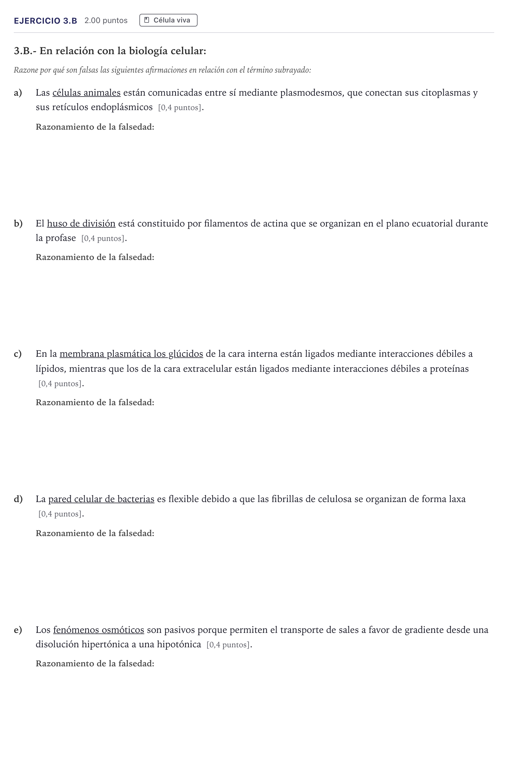 Enunciado: Ejercicio 3.B · Biología PAU Madrid Ordinaria Coincidencias 2026