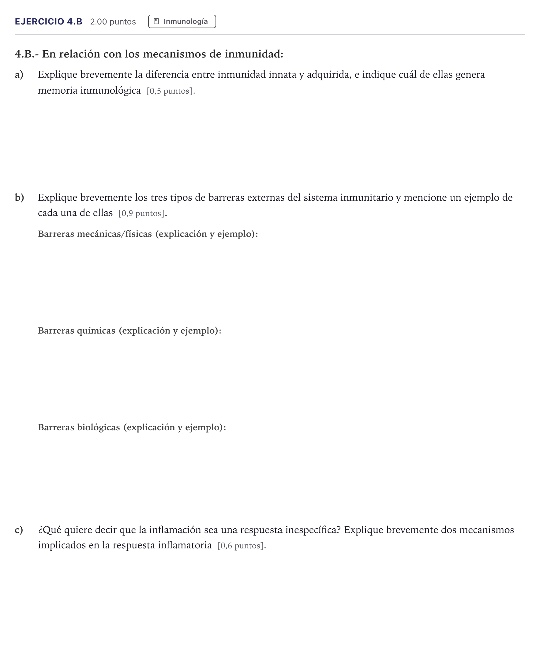 Enunciado: Ejercicio 4.B · Biología PAU Madrid Ordinaria Coincidencias 2026
