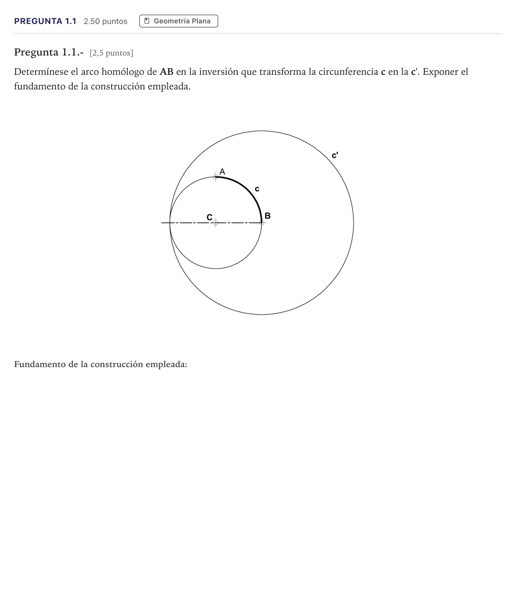 Enunciado: Pregunta 1.1 · Dibujo técnico II PAU Madrid Ordinaria 2026