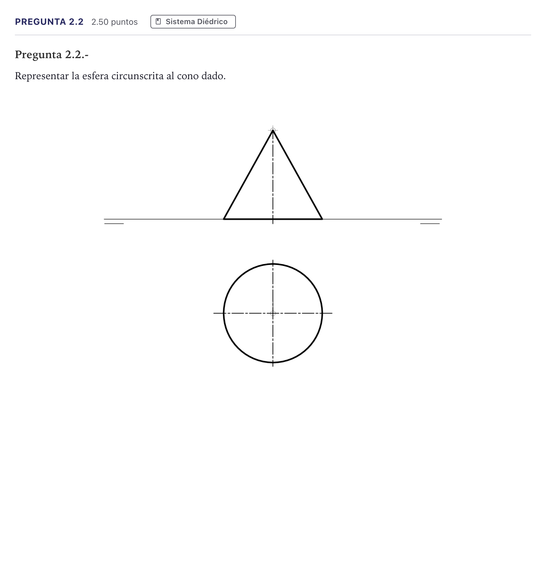 Enunciado: Pregunta 2.2 · Dibujo técnico II PAU Madrid Ordinaria 2026