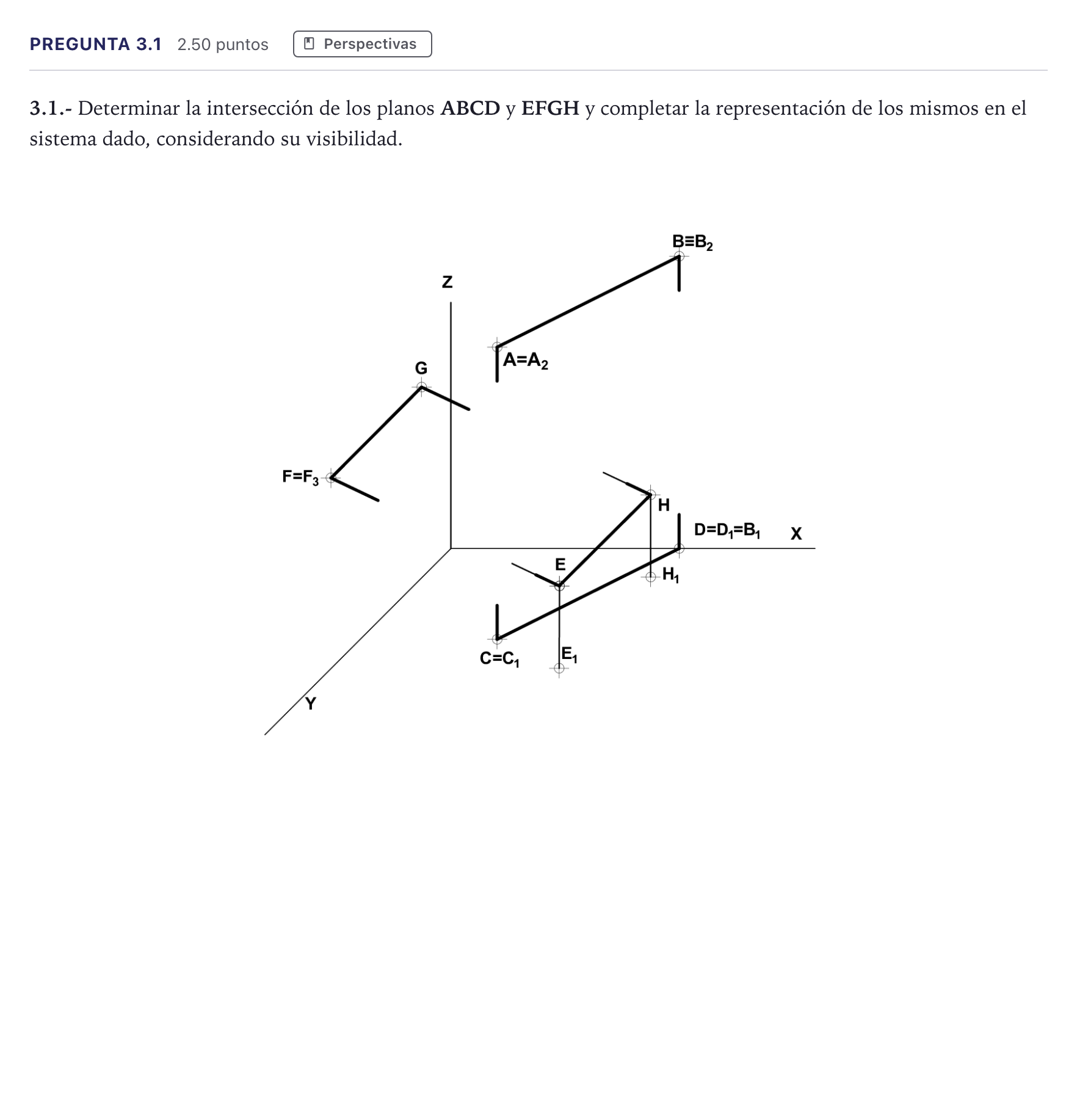 Enunciado: Pregunta 3.1 · Dibujo técnico II PAU Madrid Ordinaria 2026