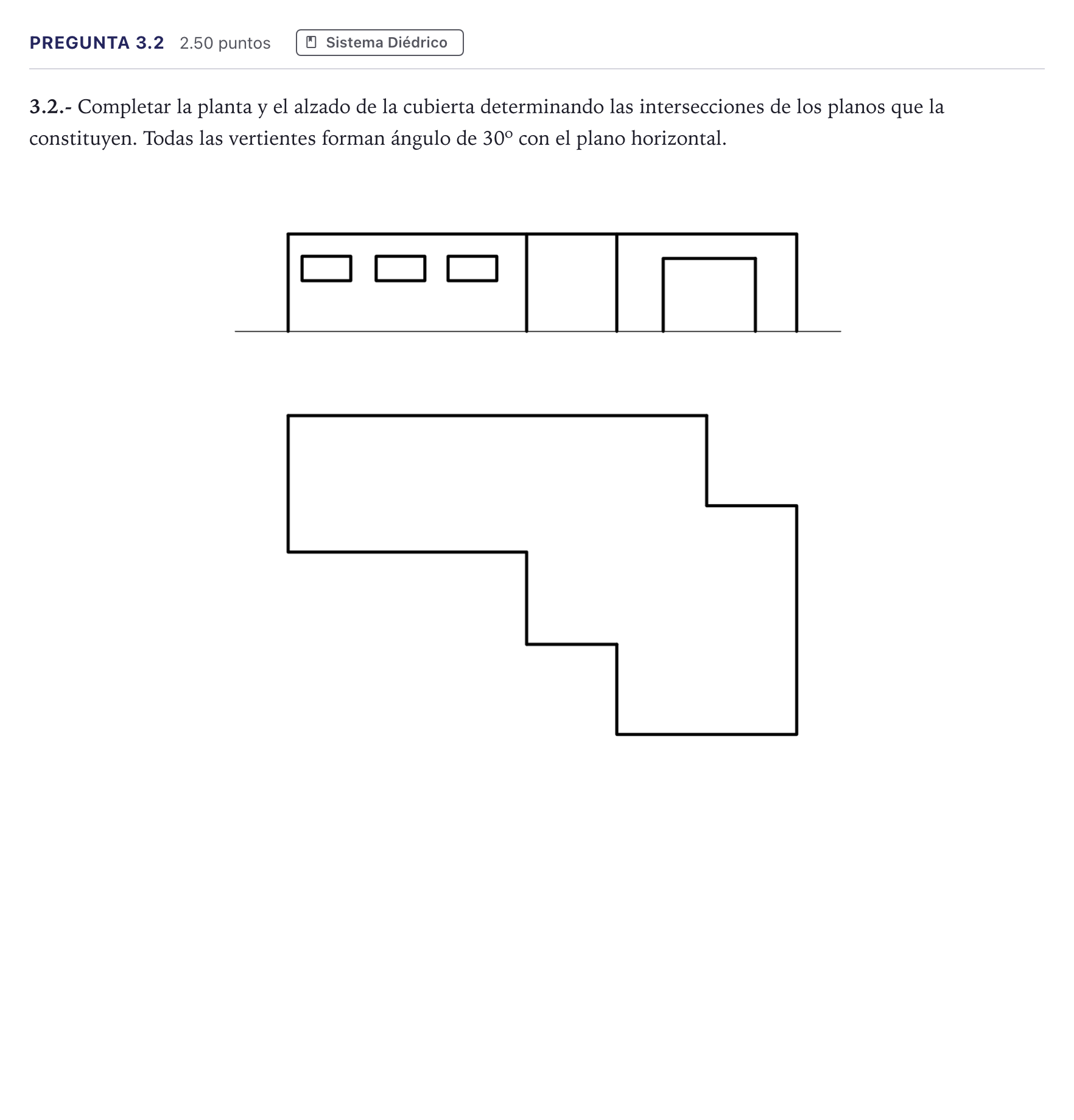 Enunciado: Pregunta 3.2 · Dibujo técnico II PAU Madrid Ordinaria 2026