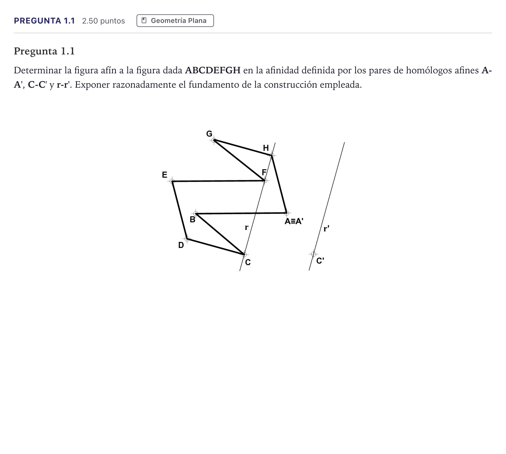 Enunciado: Pregunta 1.1 · Dibujo técnico II PAU Madrid Ordinaria Coincidencias 2026