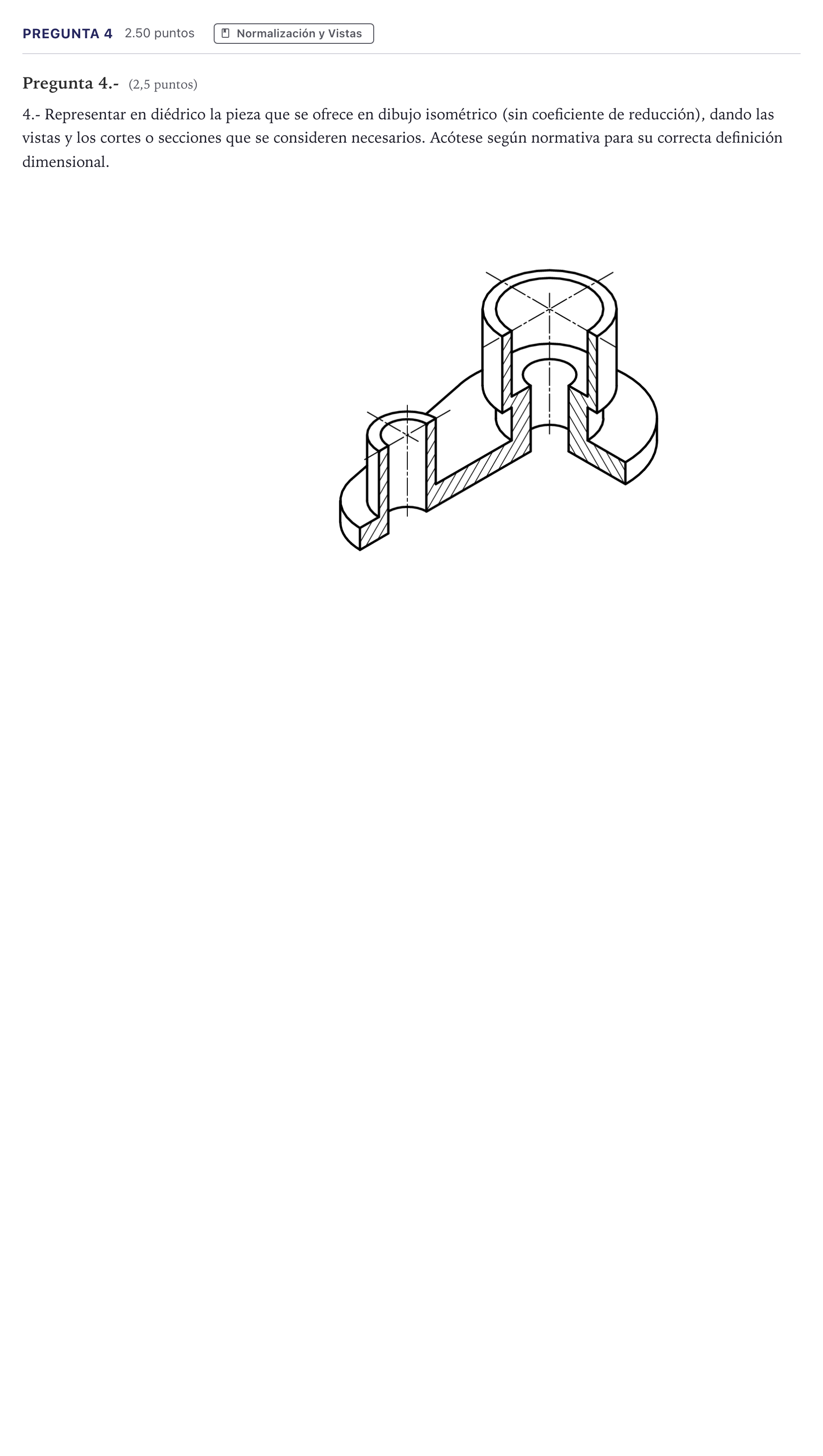 Enunciado: Pregunta 4 · Dibujo técnico II PAU Madrid Ordinaria Coincidencias 2026