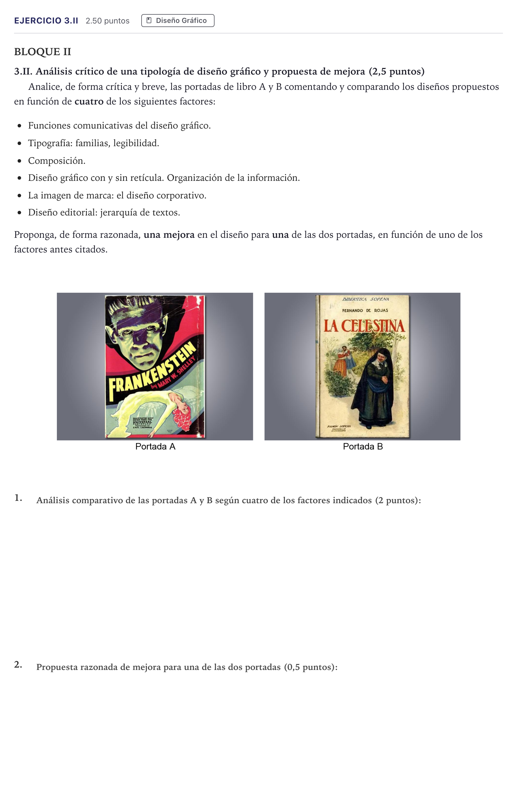 Enunciado: Ejercicio 3.II · Diseño PAU Madrid Ordinaria 2026
