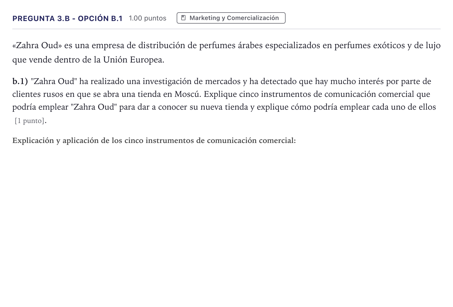 Enunciado: Pregunta 3.b - Opción b.1 · Empresa y Diseño de Modelos de Negocio PAU Madrid Ordinaria 2026