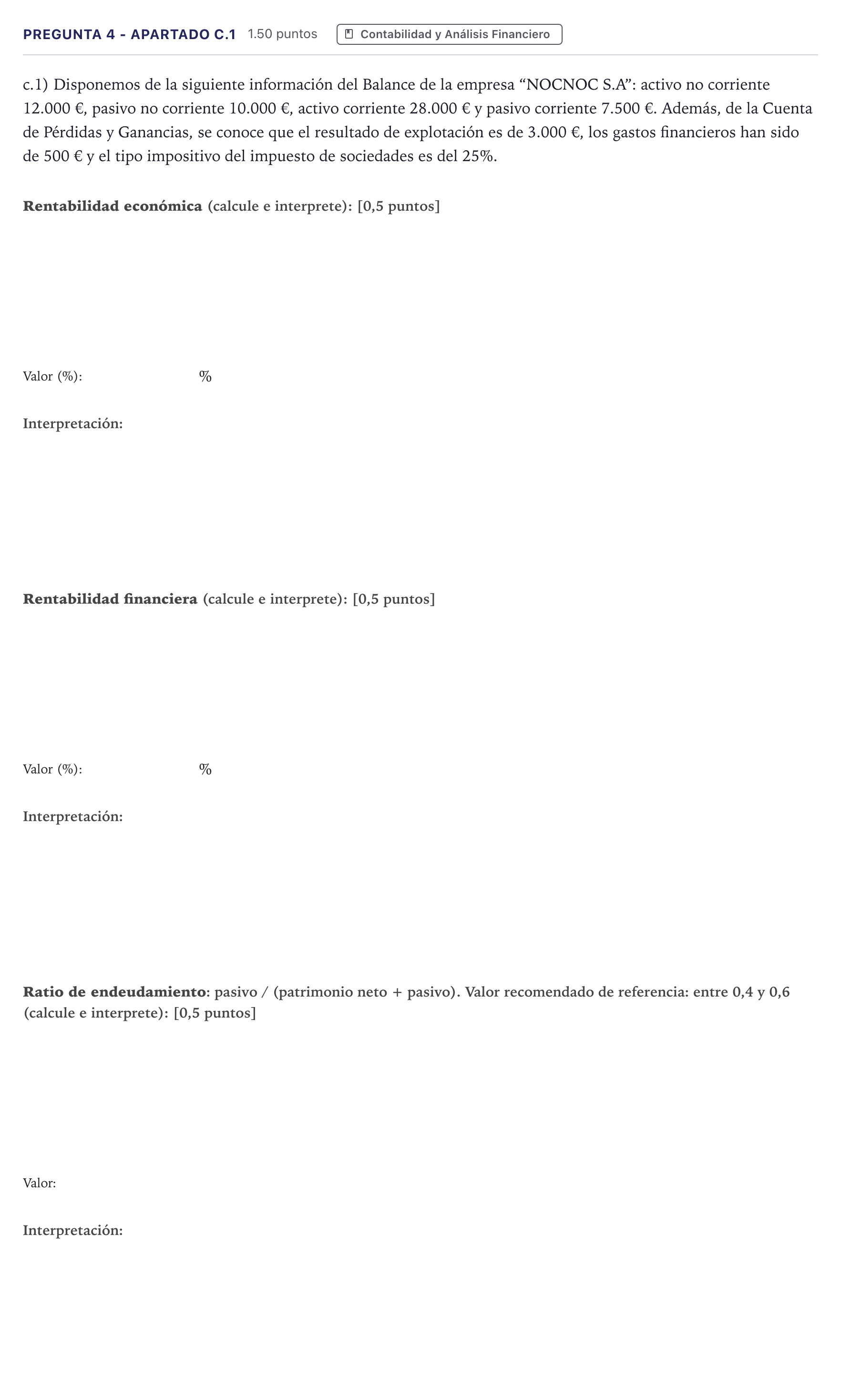 Enunciado: Pregunta 4 - Apartado c.1 · Empresa y Diseño de Modelos de Negocio PAU Madrid Ordinaria Coincidencias 2026