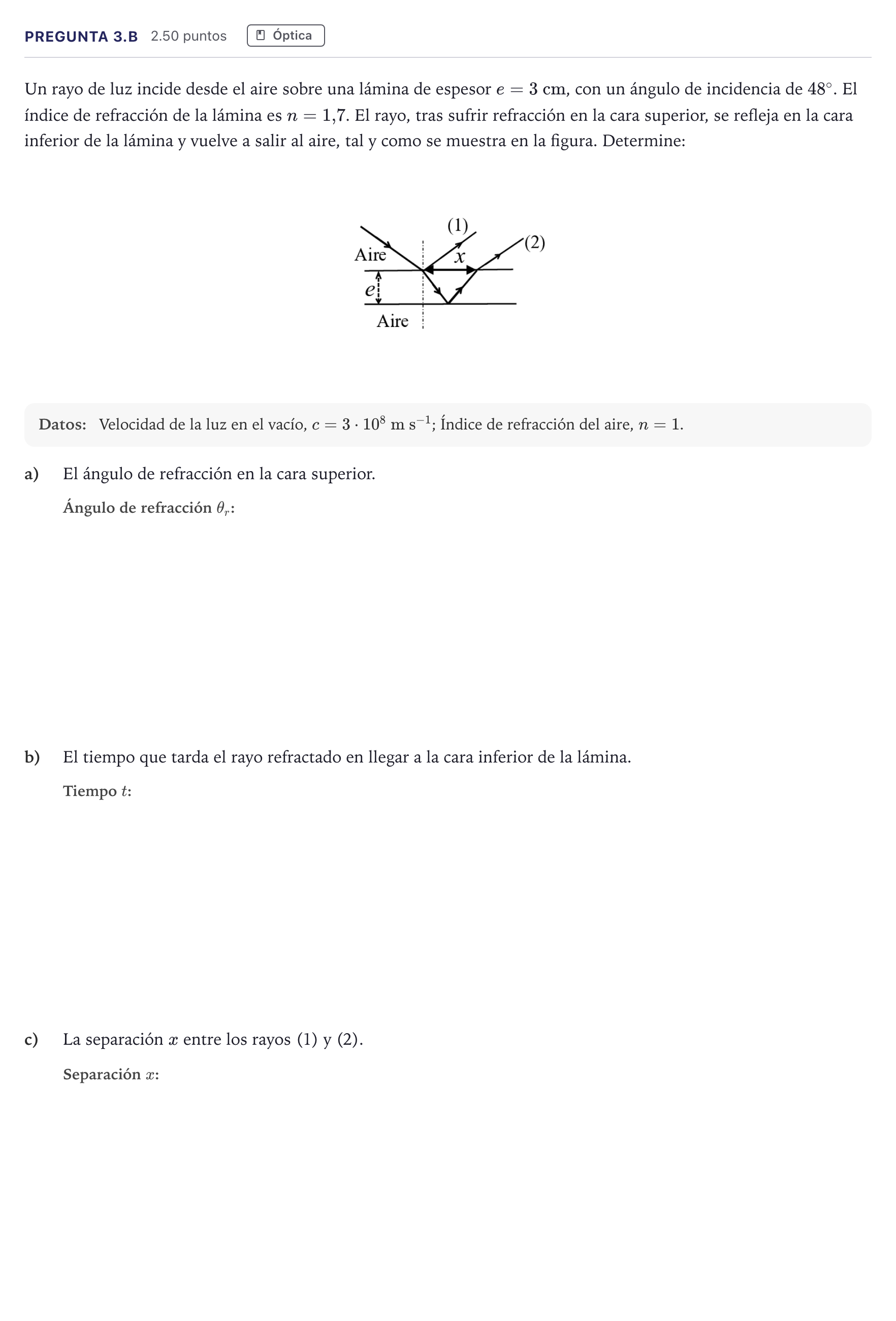 Enunciado: Pregunta 3.B · Física PAU Madrid Ordinaria 2026