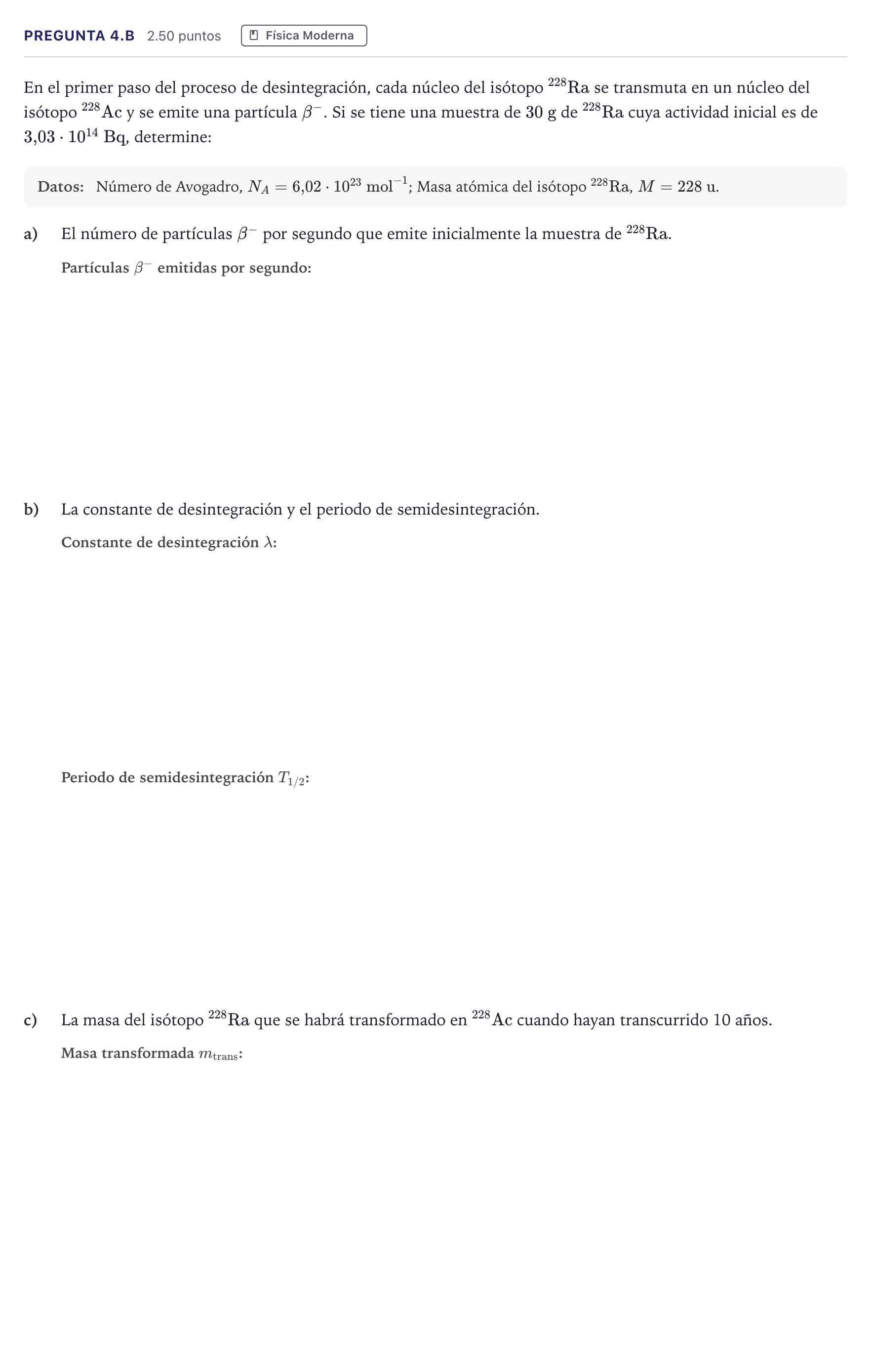 Enunciado: Pregunta 4.B · Física PAU Madrid Ordinaria 2026