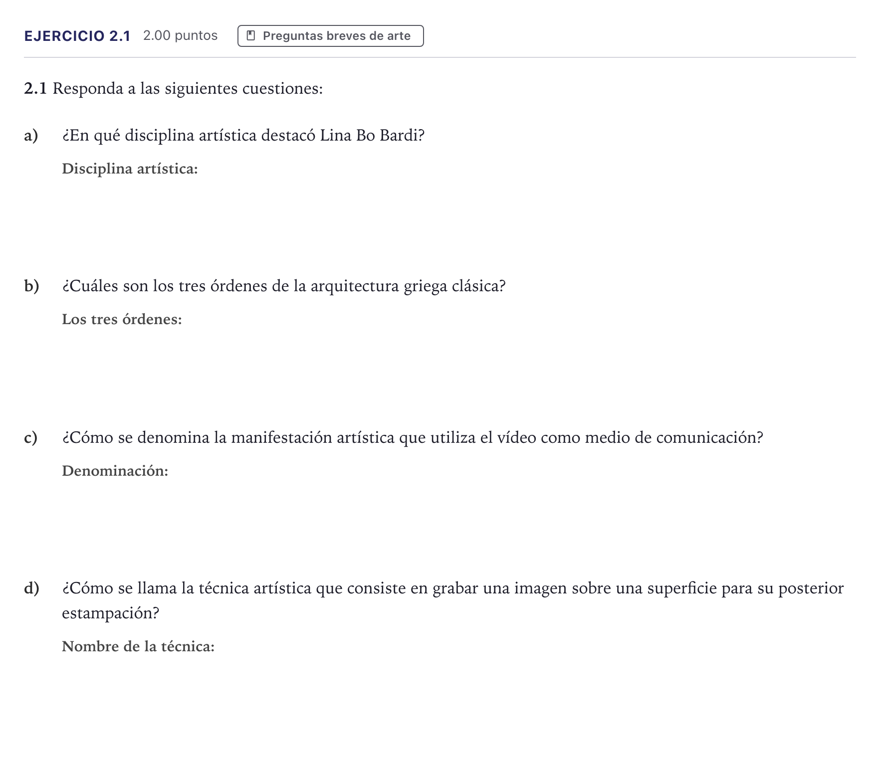 Enunciado: Ejercicio 2.1 · Fundamentos Artísticos PAU Madrid Ordinaria 2026