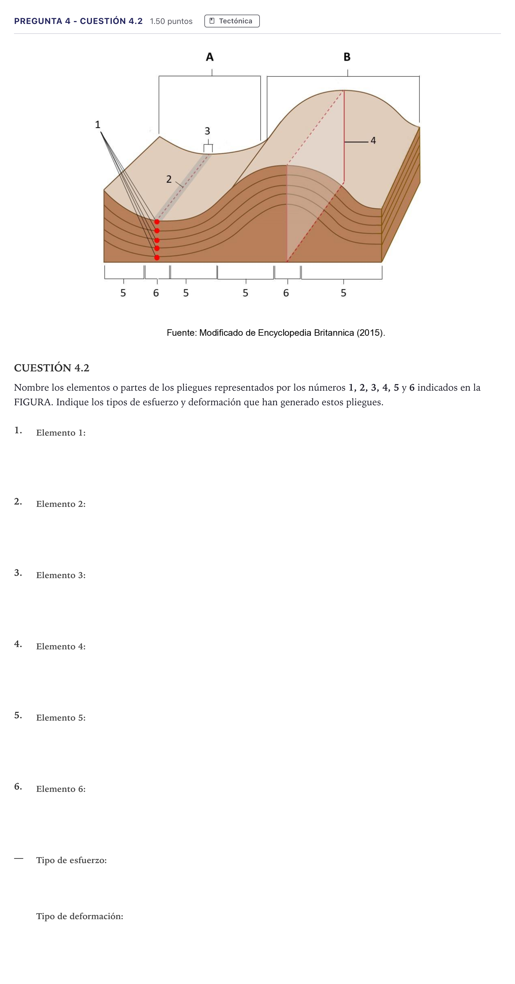 Enunciado: Pregunta 4 - Cuestión 4.2 · Geología PAU Madrid Ordinaria 2026