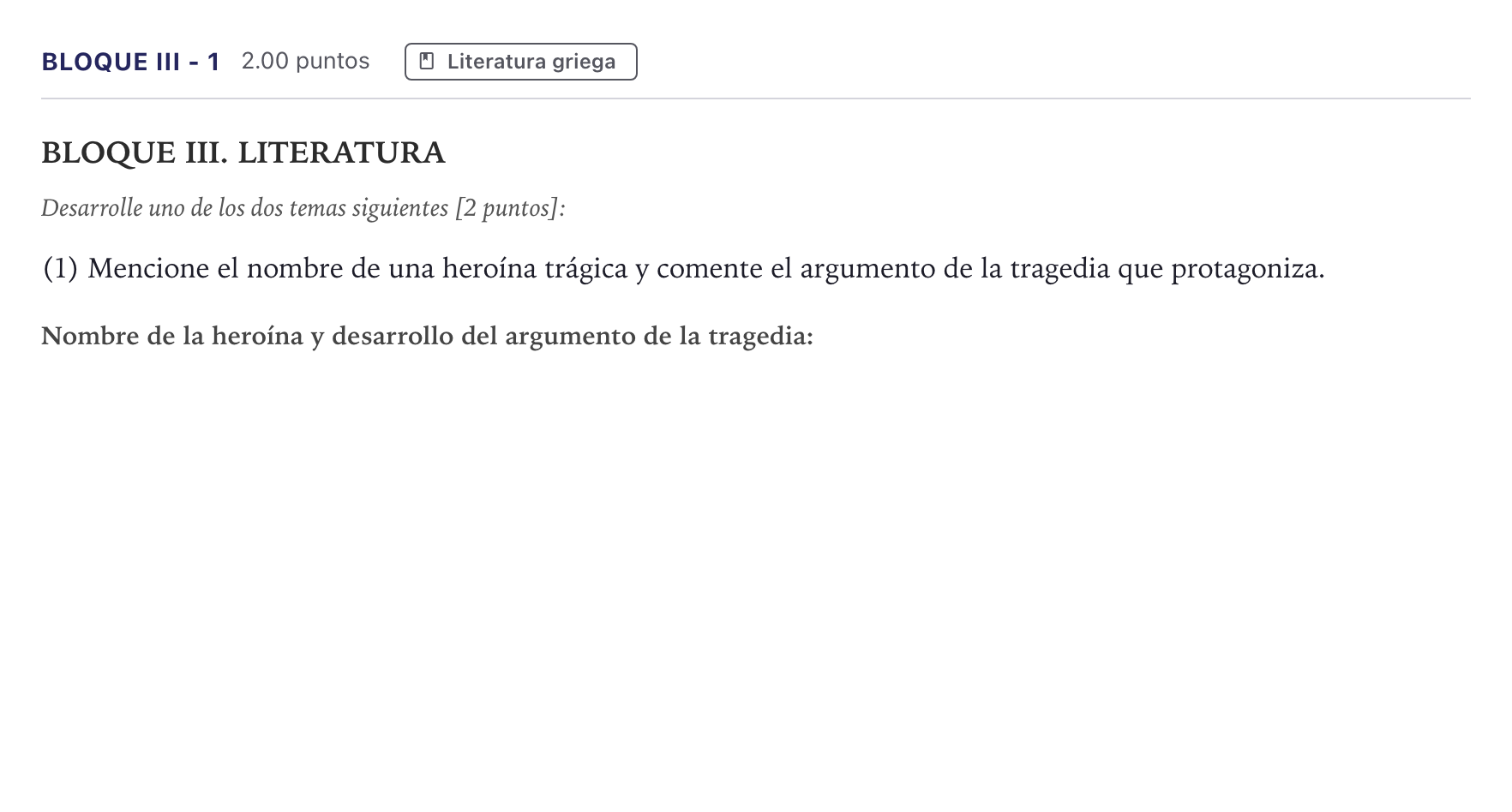 Enunciado: Bloque III - 1 · Griego II PAU Madrid Ordinaria 2026