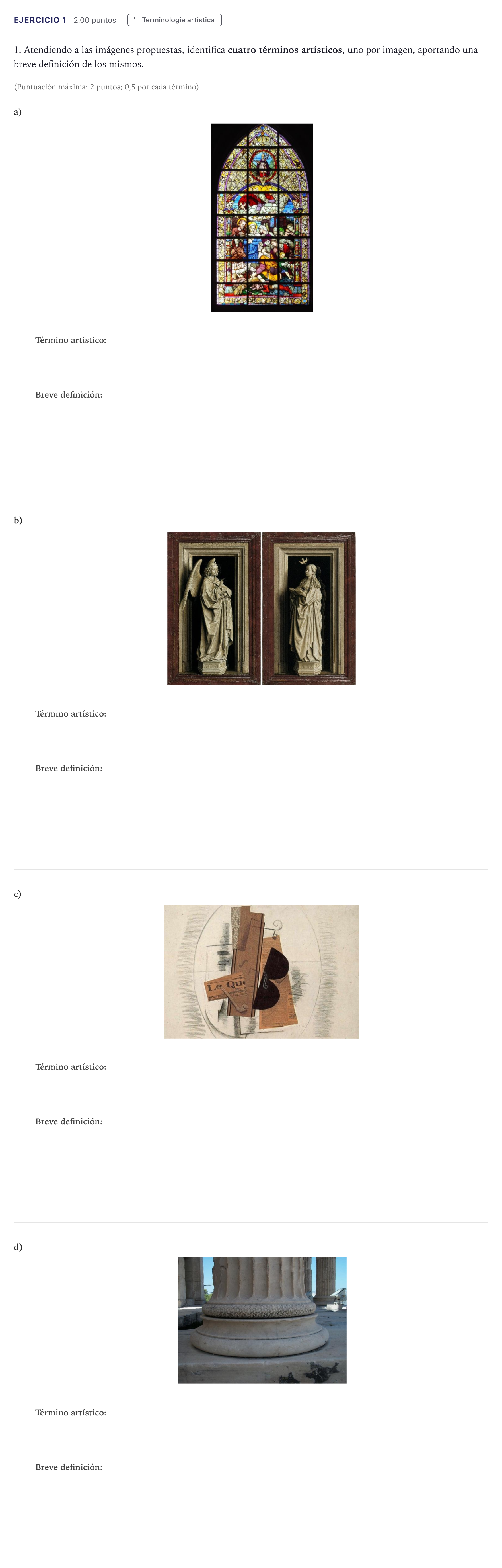 Enunciado: Problema 1 · Historia del Arte PAU Madrid Ordinaria 2026