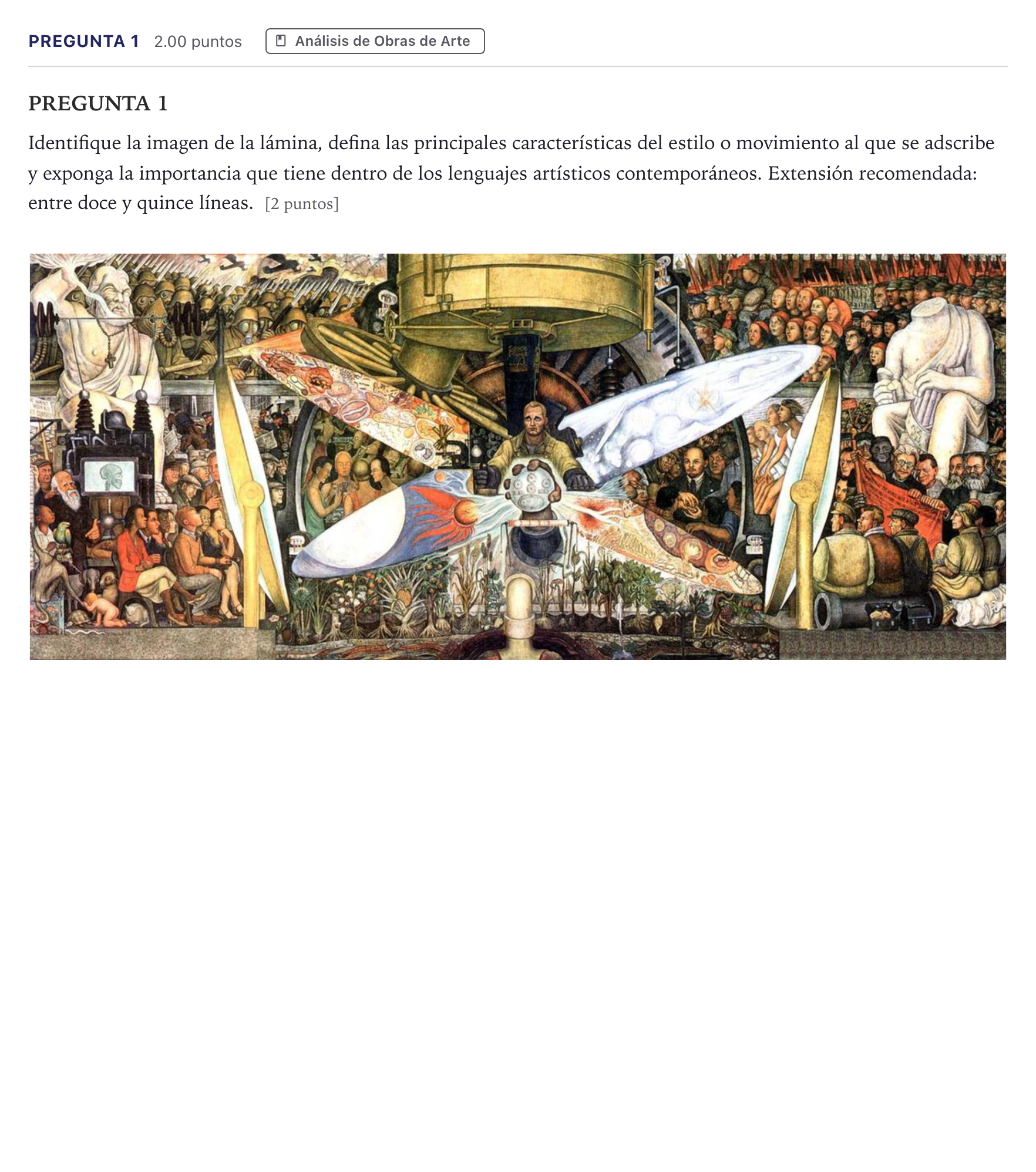 Enunciado: Pregunta 1 · Movimientos Culturales y Artísticos PAU Madrid Ordinaria 2026