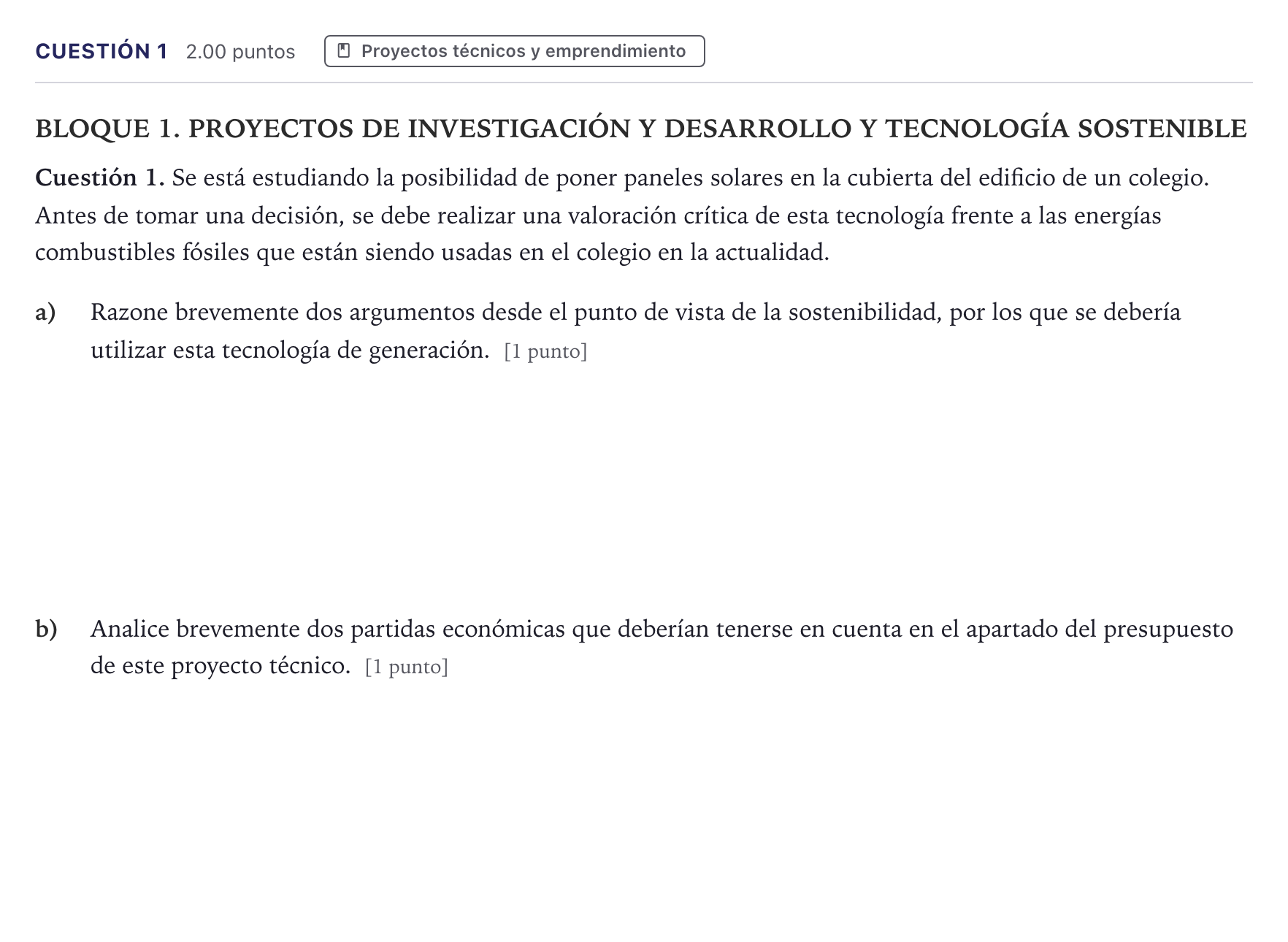 Enunciado: Cuestión 1 · Tecnología e Ingeniería II PAU Madrid Ordinaria 2026