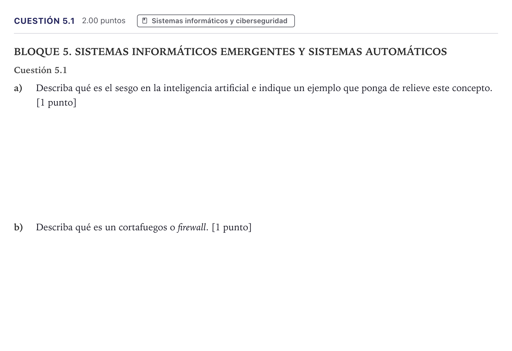 Enunciado: Cuestión 5.1 · Tecnología e Ingeniería II PAU Madrid Ordinaria 2026
