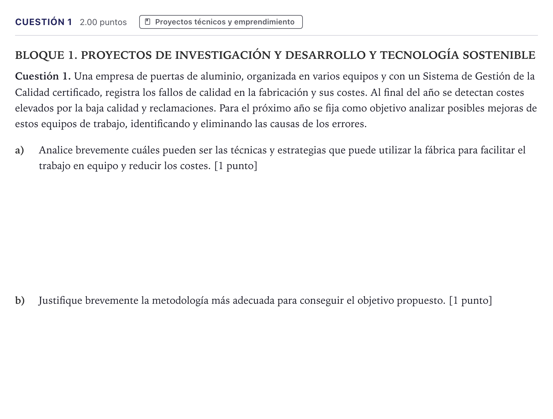 Enunciado: Cuestión 1 · Tecnología e Ingeniería II PAU Madrid Ordinaria Coincidencias 2026