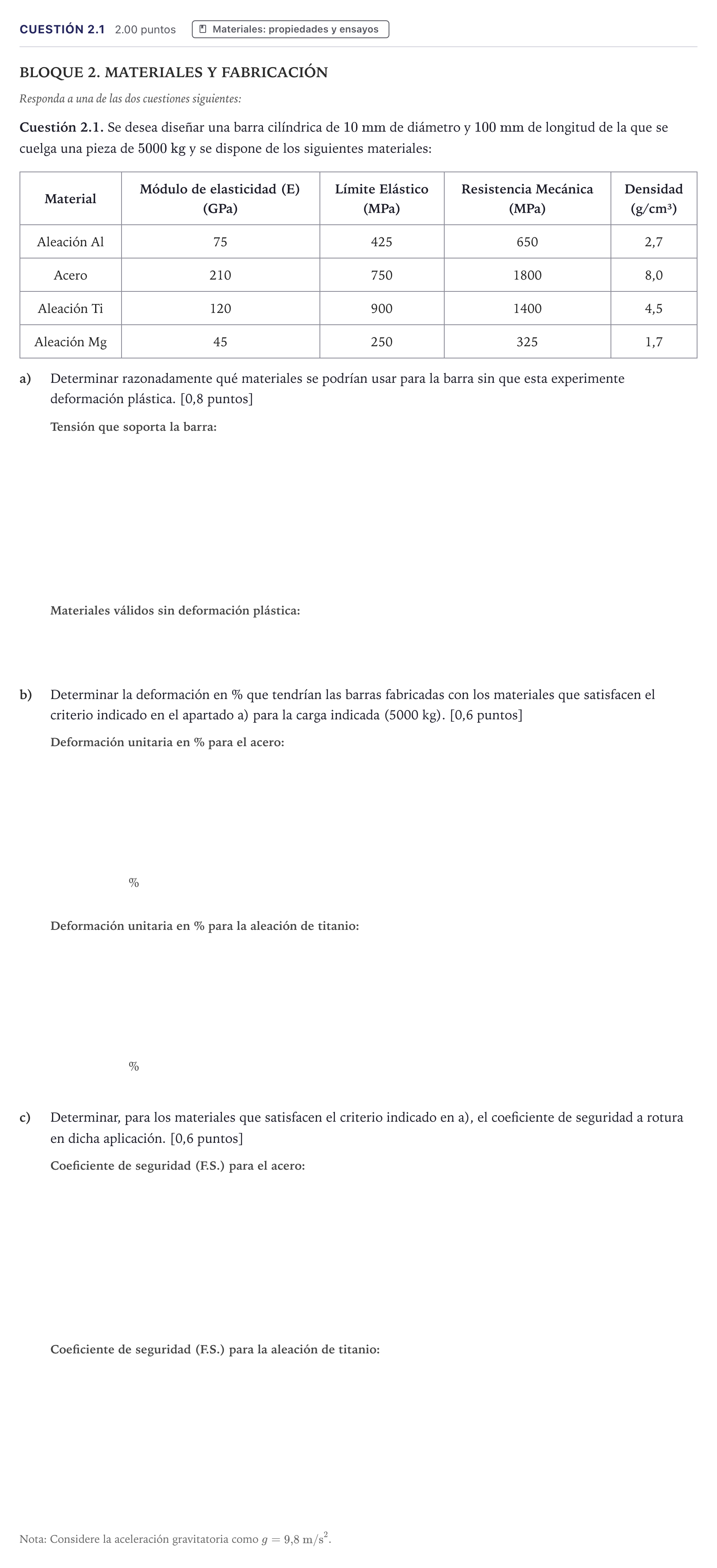 Enunciado: Cuestión 2.1 · Tecnología e Ingeniería II PAU Madrid Ordinaria Coincidencias 2026