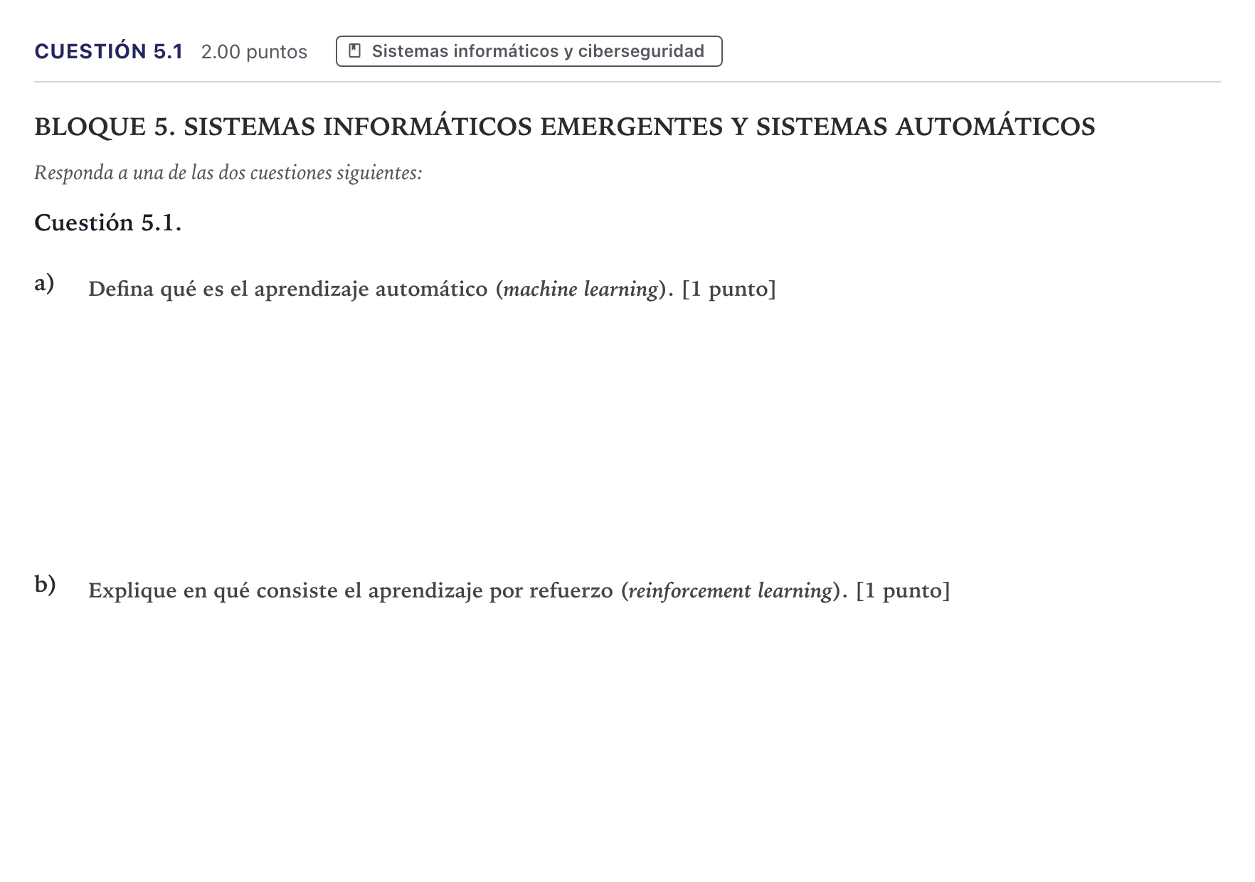 Enunciado: Cuestión 5.1 · Tecnología e Ingeniería II PAU Madrid Ordinaria Coincidencias 2026