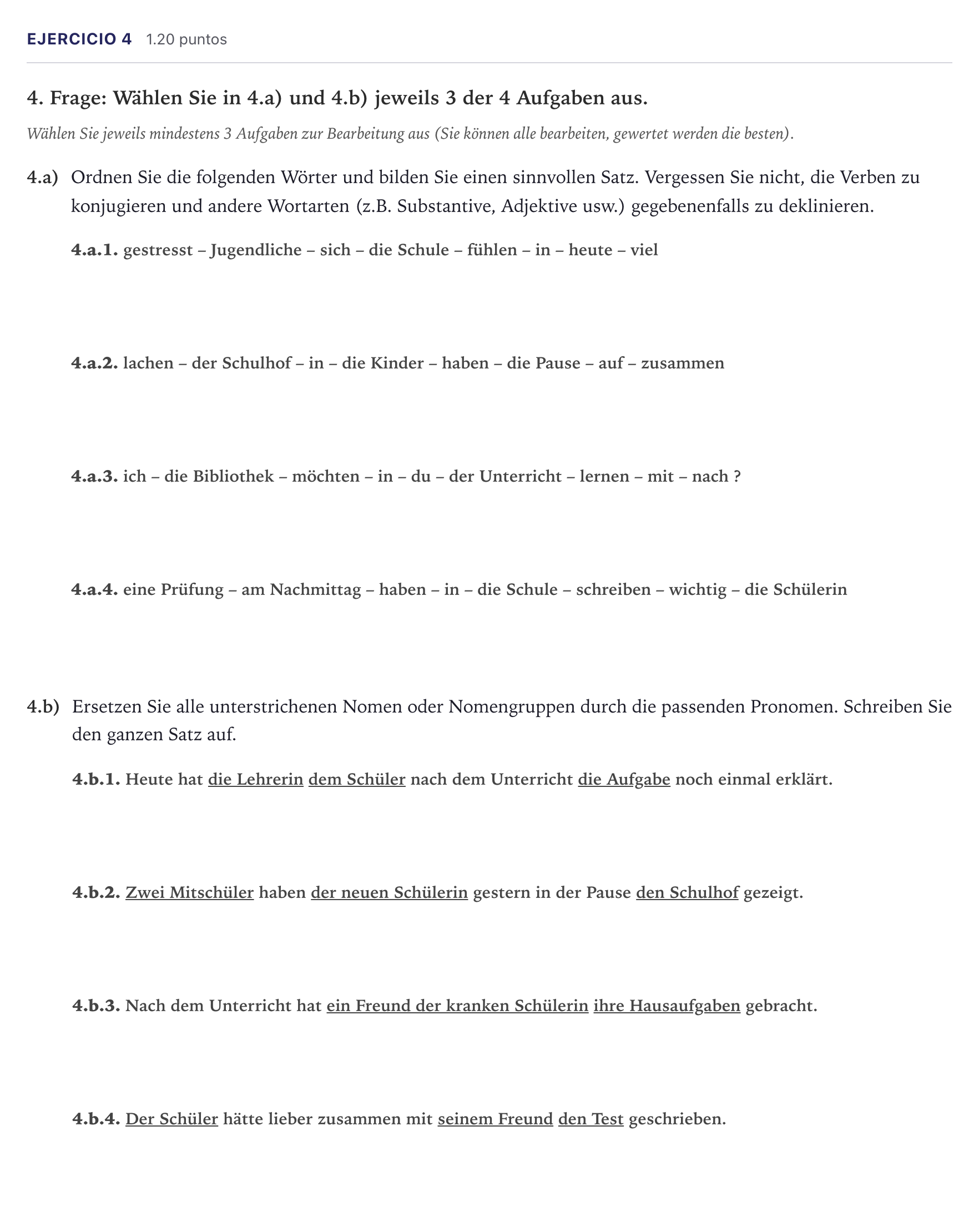 Enunciado: Problema 4 · Alemán PAU Madrid Ordinaria (2ª lengua) Coincidencias 2026