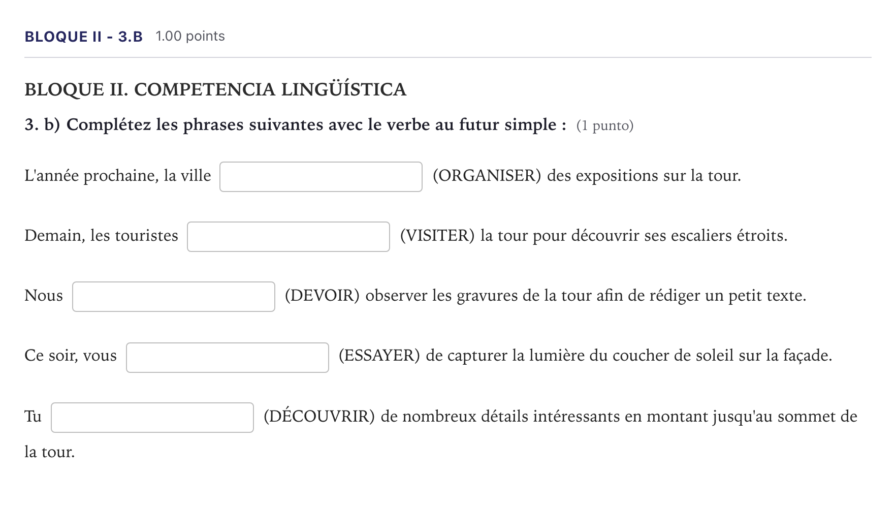 Enunciado: Bloque II - 3.b · Francés PAU Madrid Ordinaria (2ª lengua) 2026