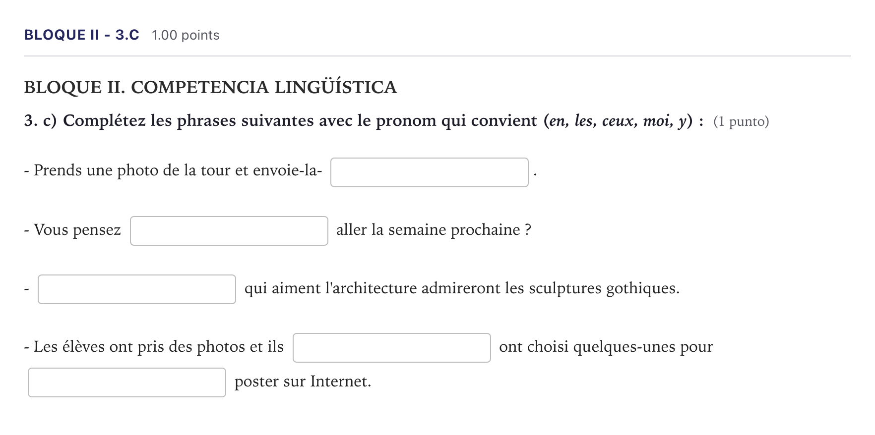 Enunciado: Bloque II - 3.c · Francés PAU Madrid Ordinaria (2ª lengua) 2026