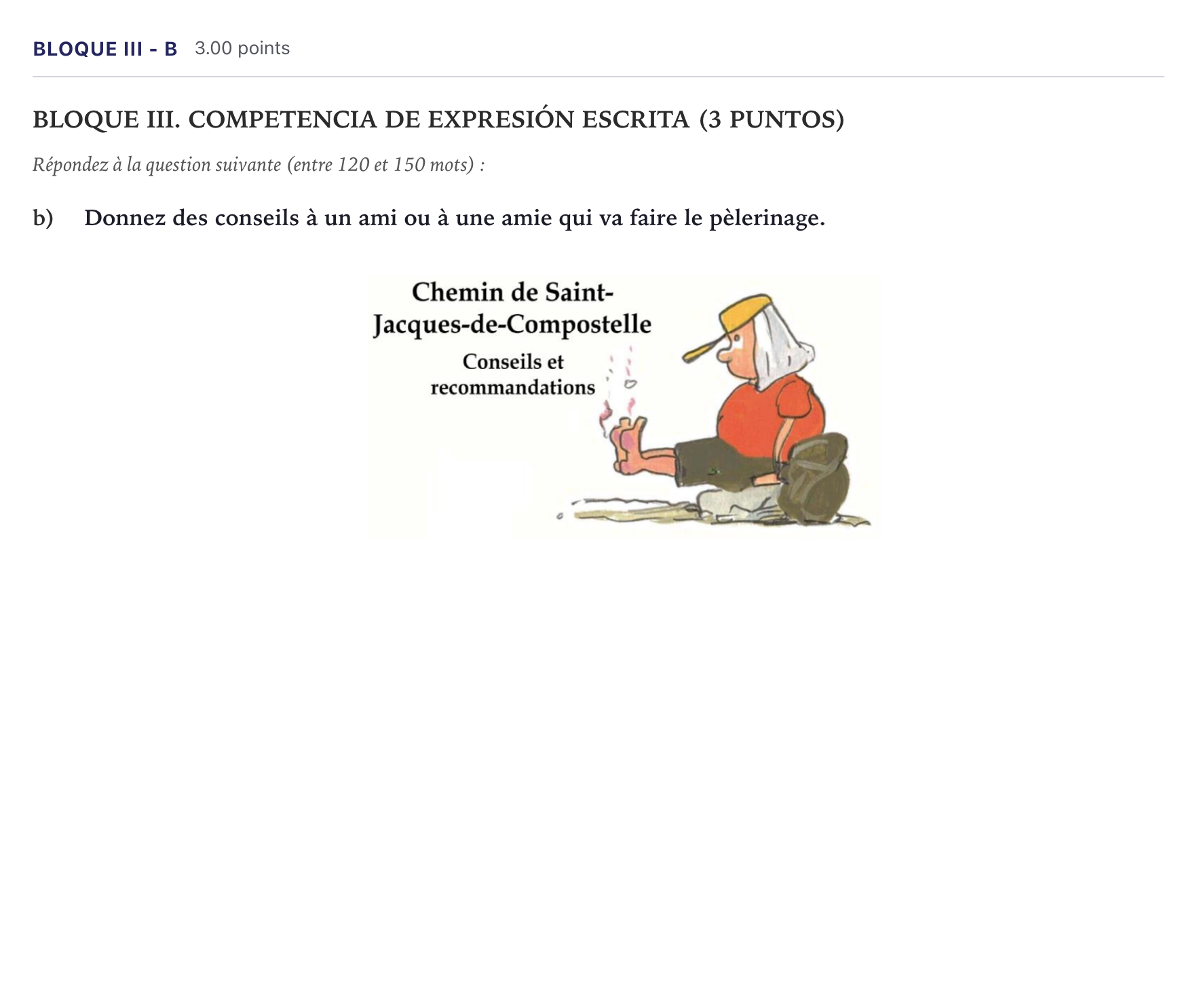 Enunciado: Bloque III - b · Francés PAU Madrid Ordinaria (2ª lengua) 2026