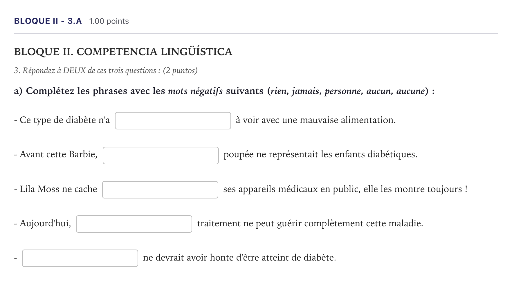 Enunciado: Bloque II - 3.a · Francés PAU Madrid Ordinaria (2ª lengua) Coincidencias 2026